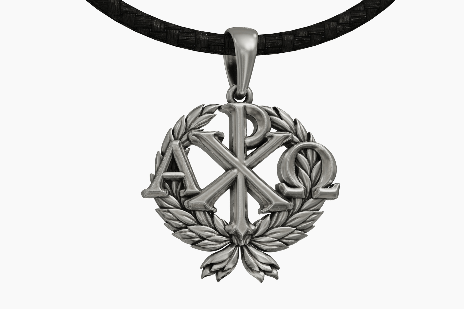 Chi-Rho with Alpha Omega Laurel Wreath Pendant — view 8