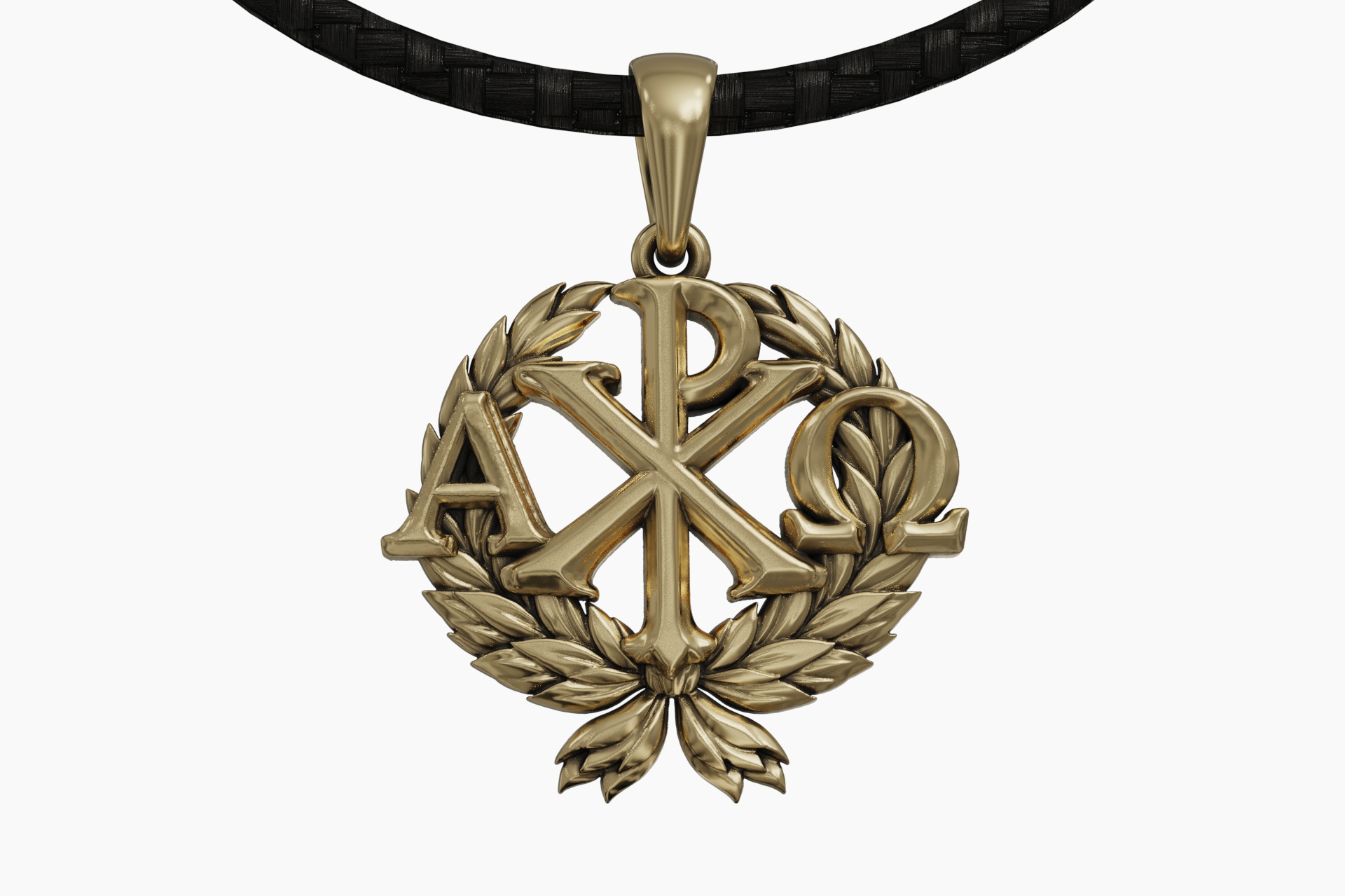 Chi-Rho with Alpha Omega Laurel Wreath Pendant — view 6