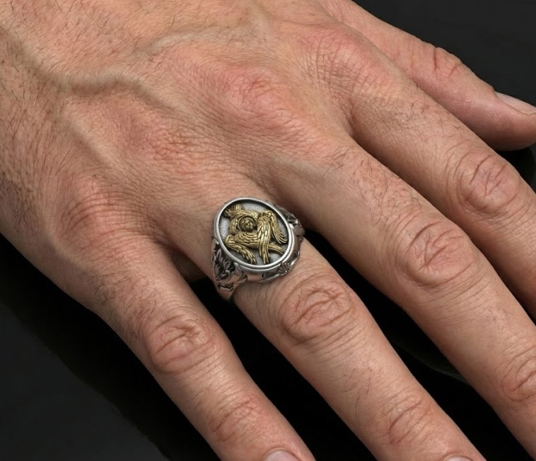 Seraphim Angel Ornate Signet Ring — view 4