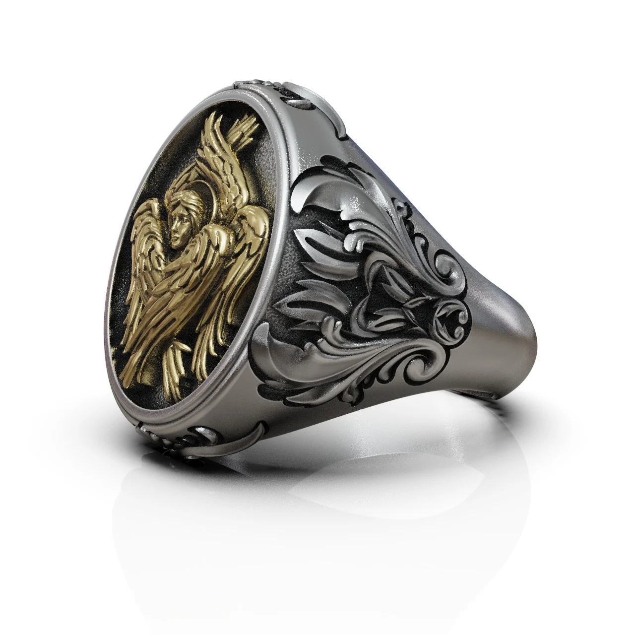 Seraphim Angel Ornate Signet Ring — view 8