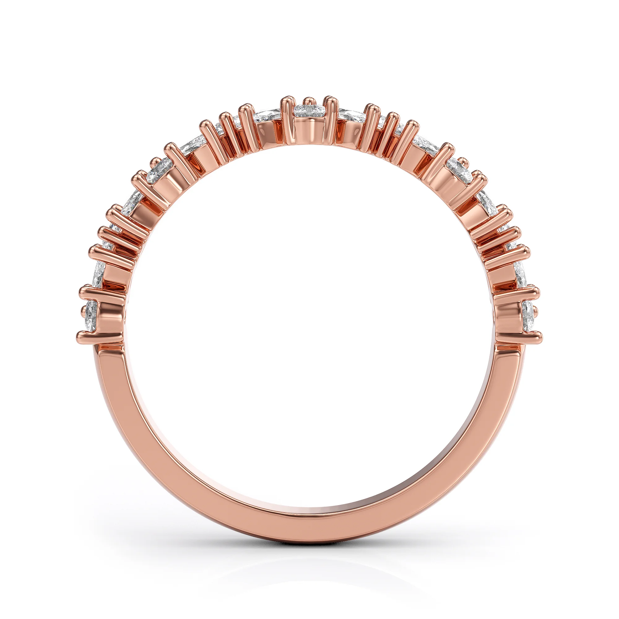 Wedding ring with marquise and round diamonds 3D model — view 8