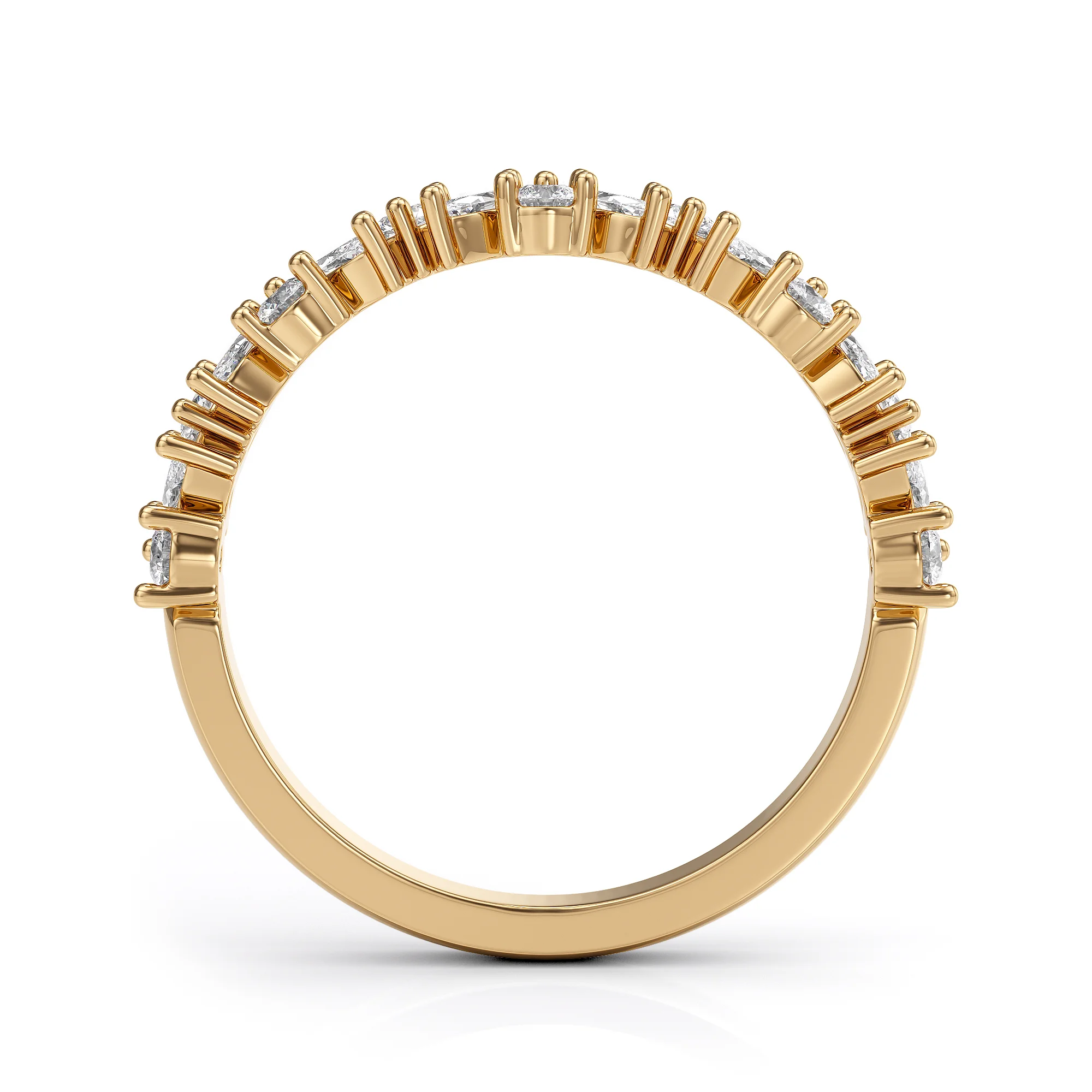 Wedding ring with marquise and round diamonds 3D model — view 7