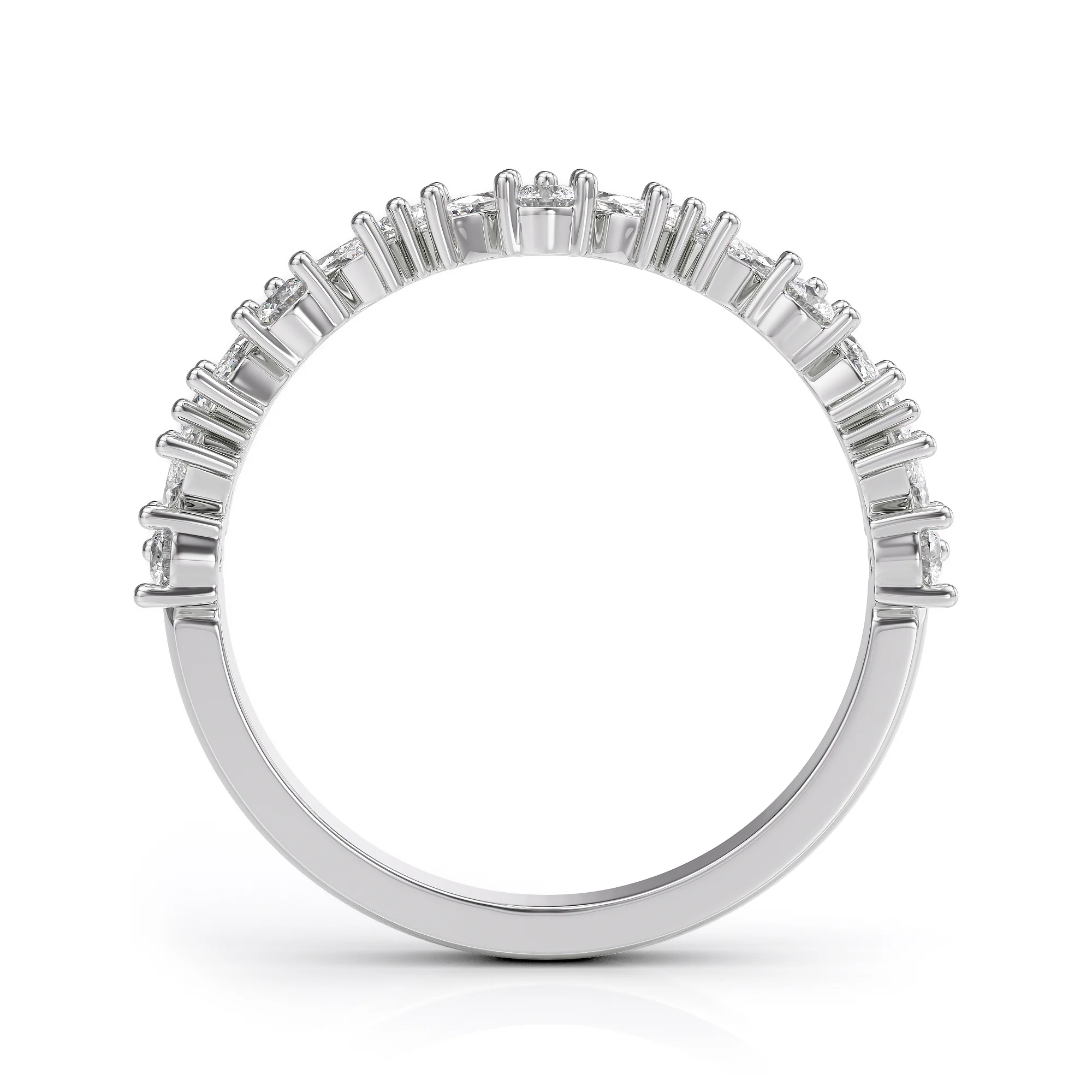 Wedding ring with marquise and round diamonds 3D model — view 6