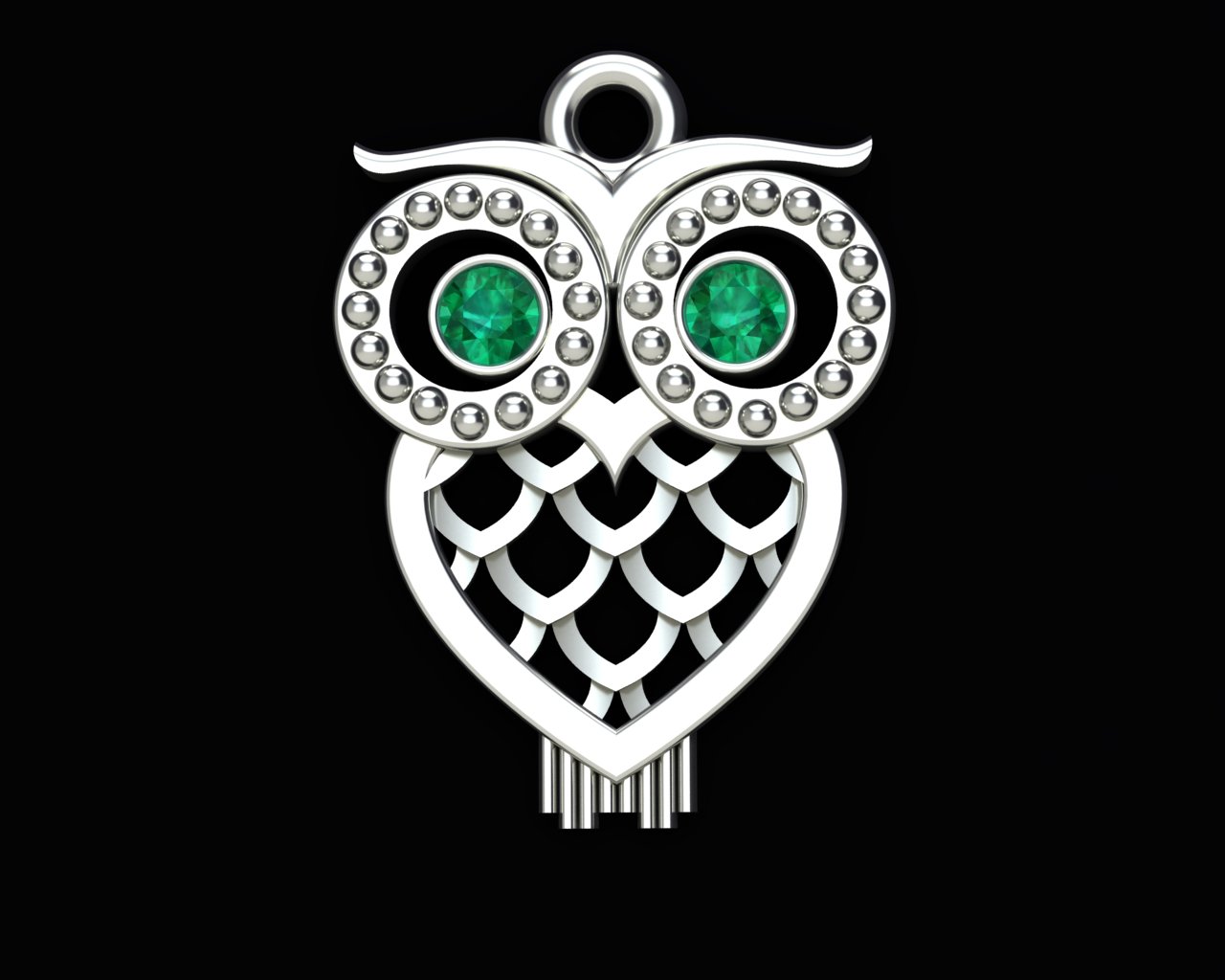 Stylized Openwork Owl Pendant with Milgrain Details