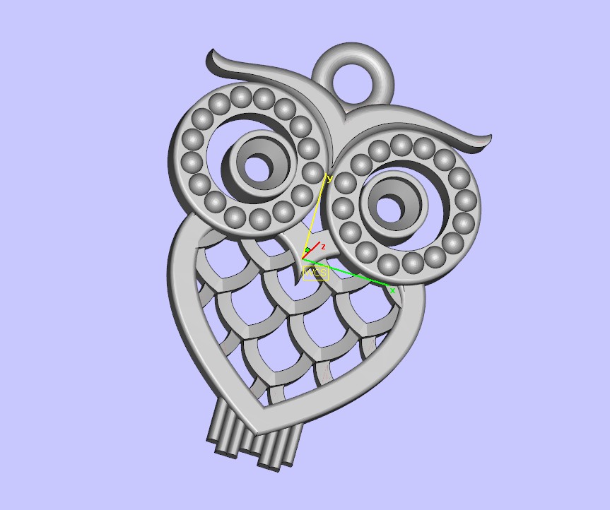 Stylized Openwork Owl Pendant with Milgrain Details — view 5