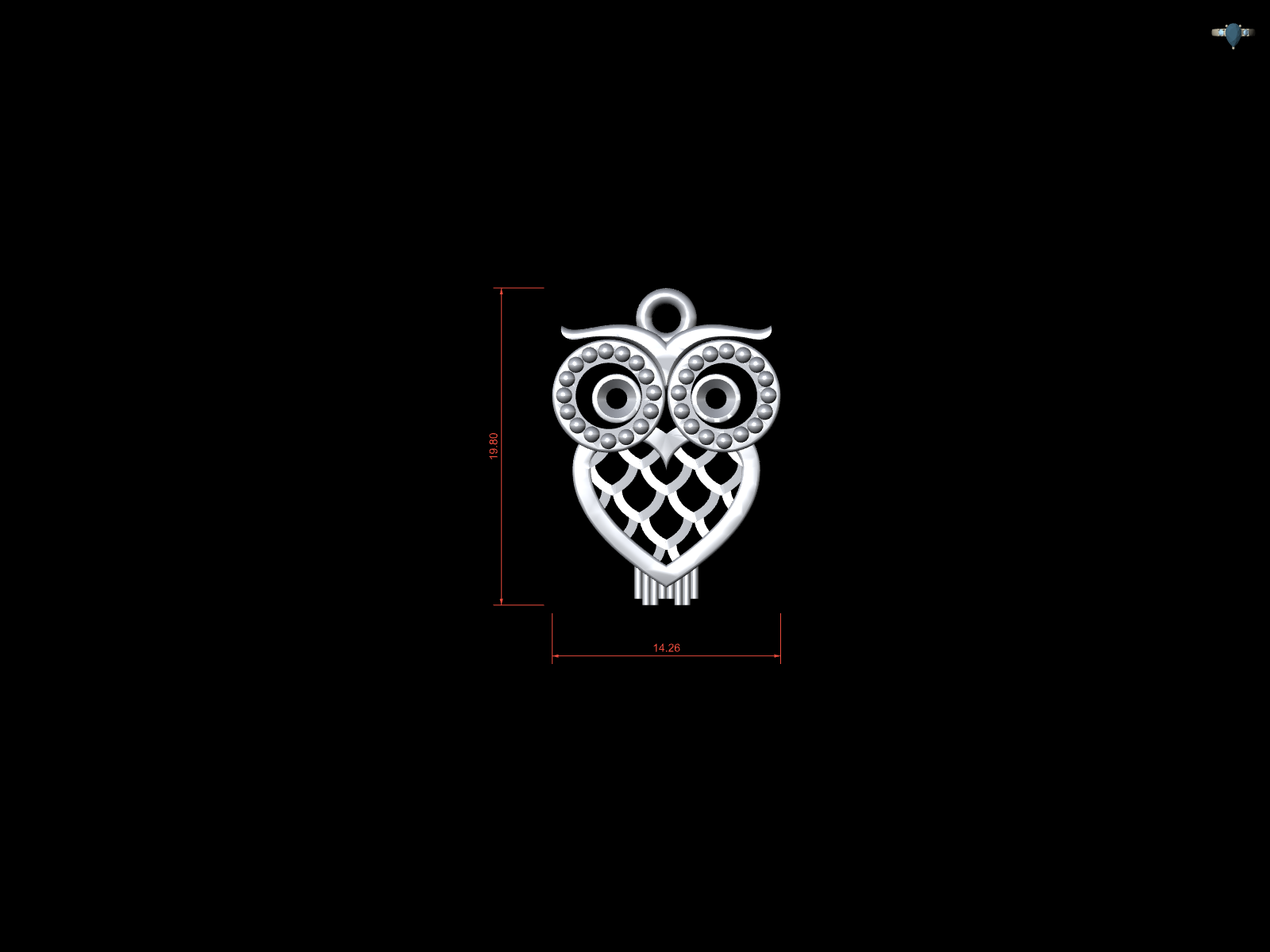 Stylized Openwork Owl Pendant with Milgrain Details — view 4