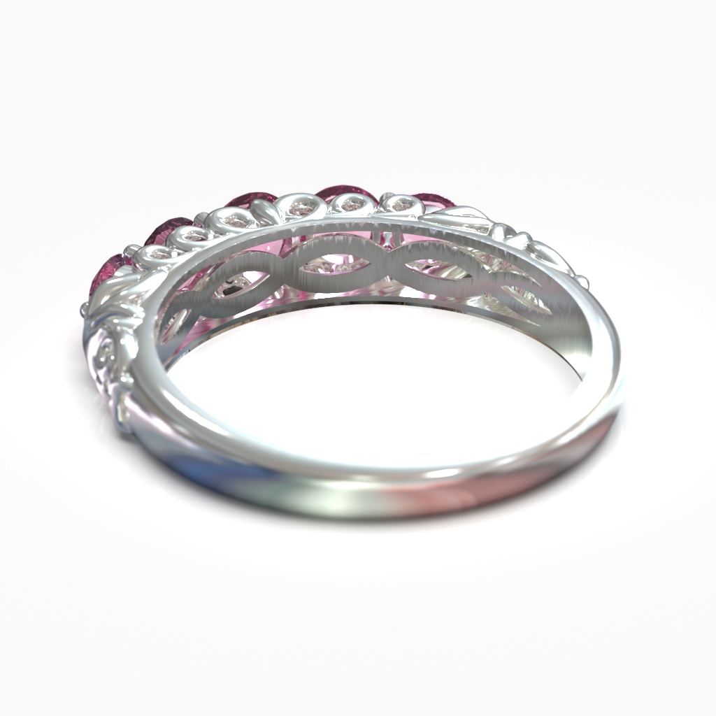 Ornate Five Stone Scrollwork Anniversary Ring — view 3