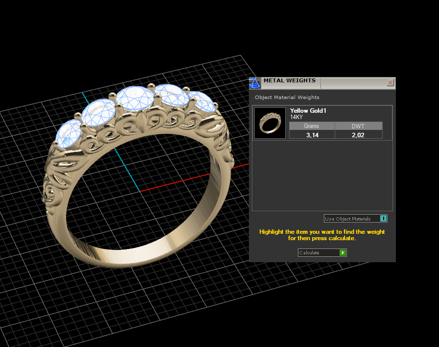Ornate Five Stone Scrollwork Anniversary Ring — view 5