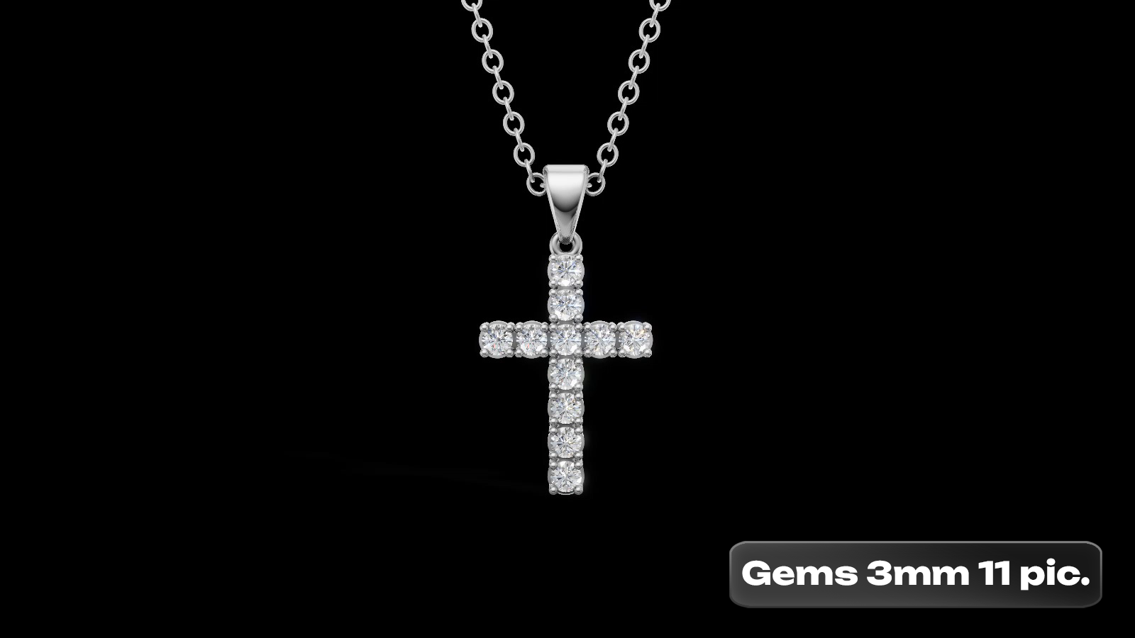 Diamond Cross Pendant 3mm 11 pices