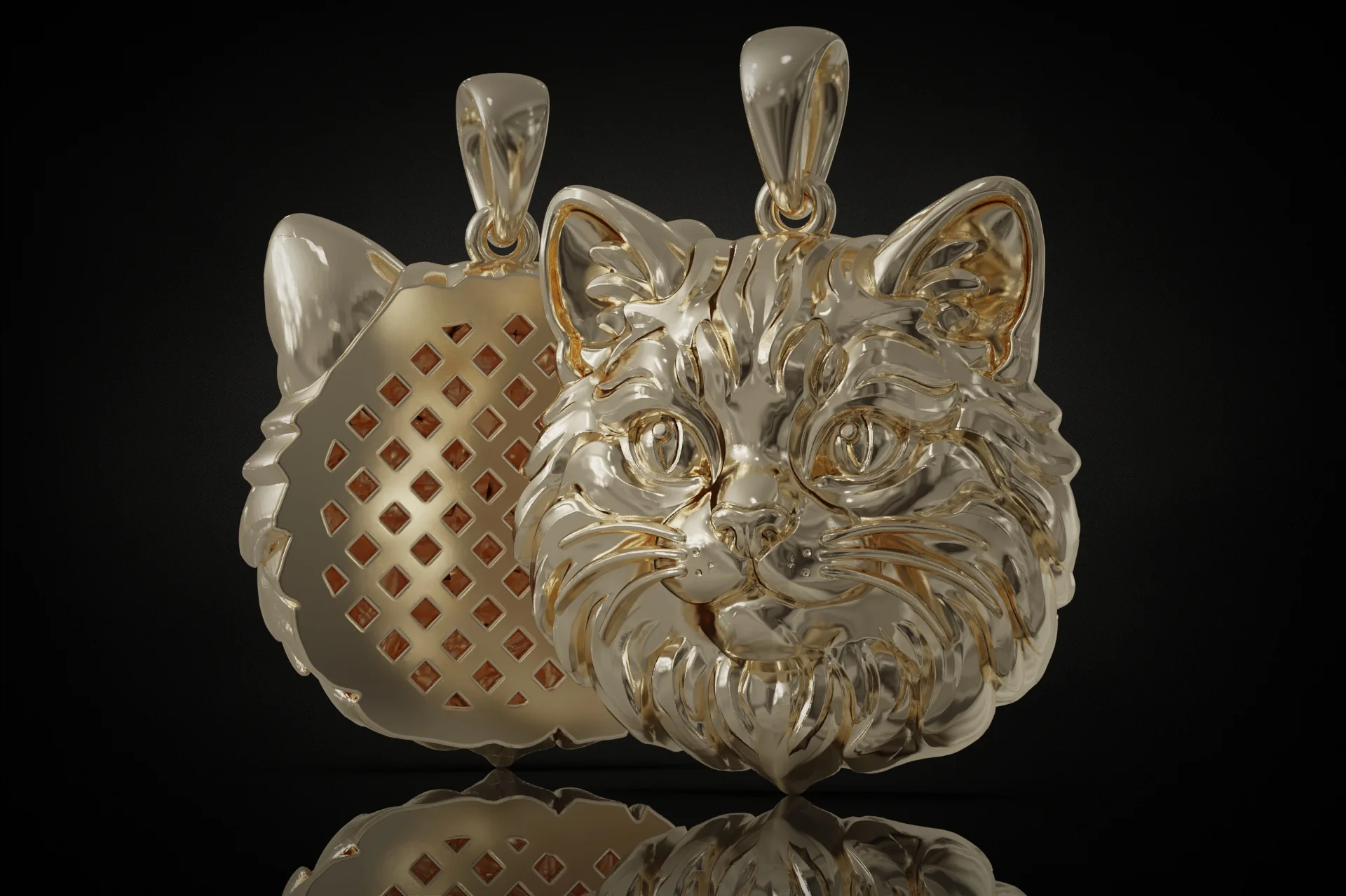 Realistic Fluffy Cat Head Pendant — view 3