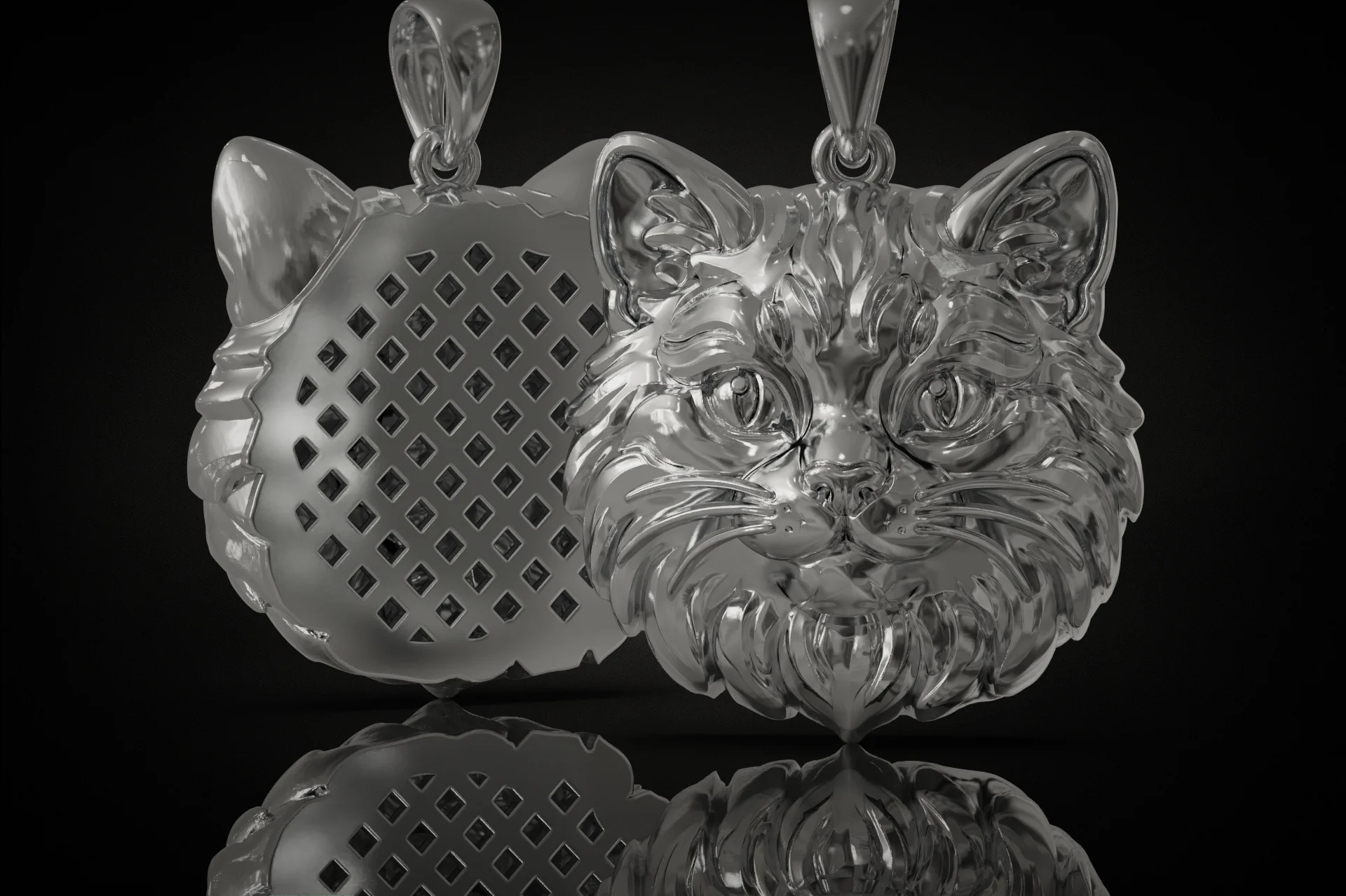 Realistic Fluffy Cat Head Pendant — view 4