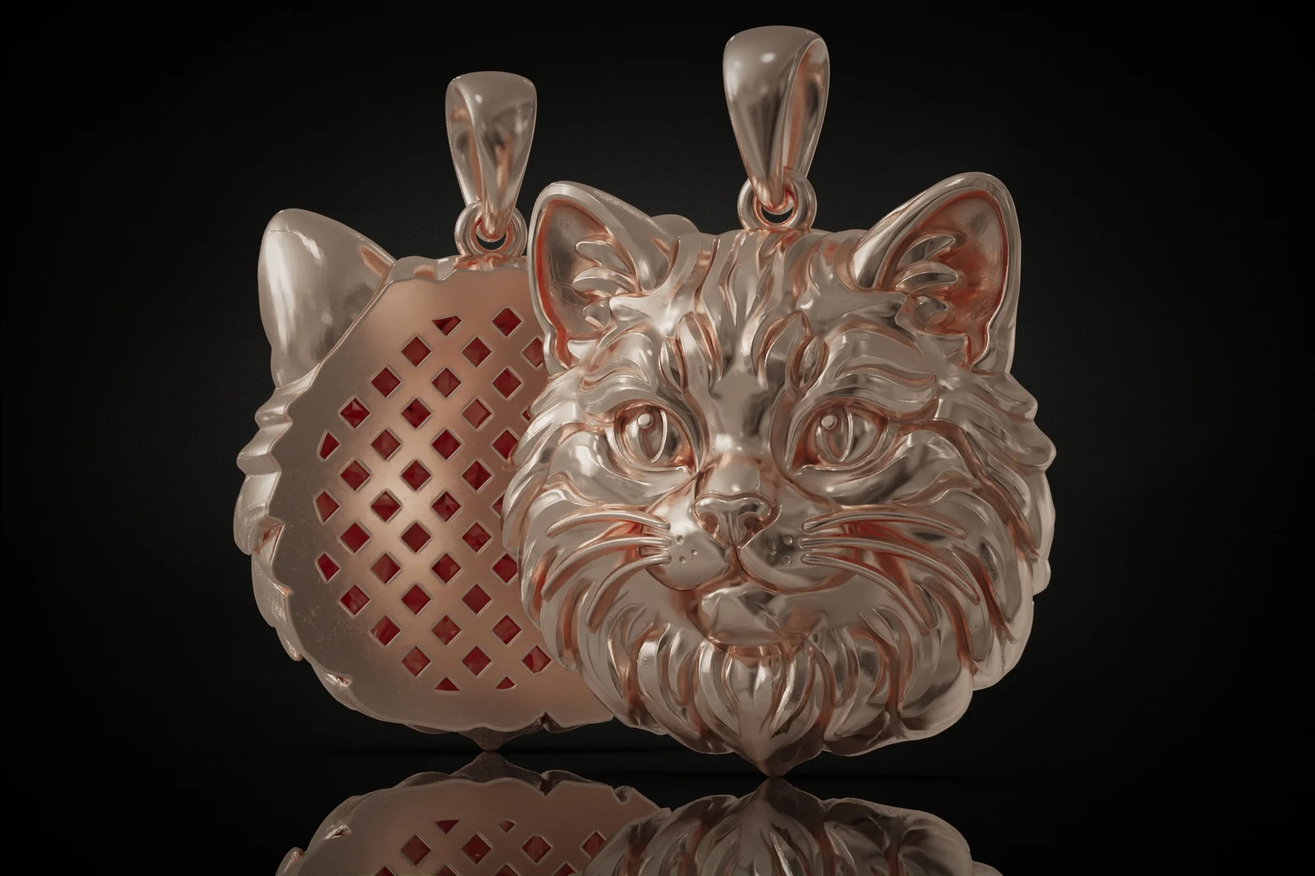 Realistic Fluffy Cat Head Pendant — view 6