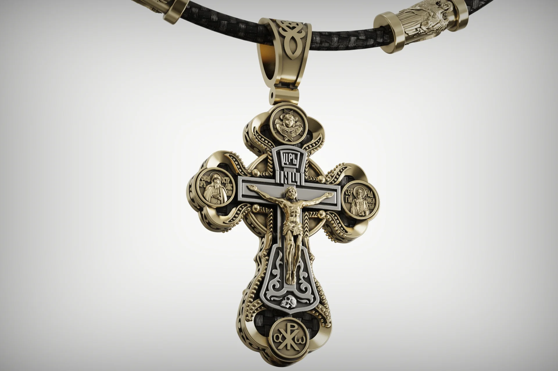 Orthodox Calvary Cross Pendant with Paracord Charm — view 3