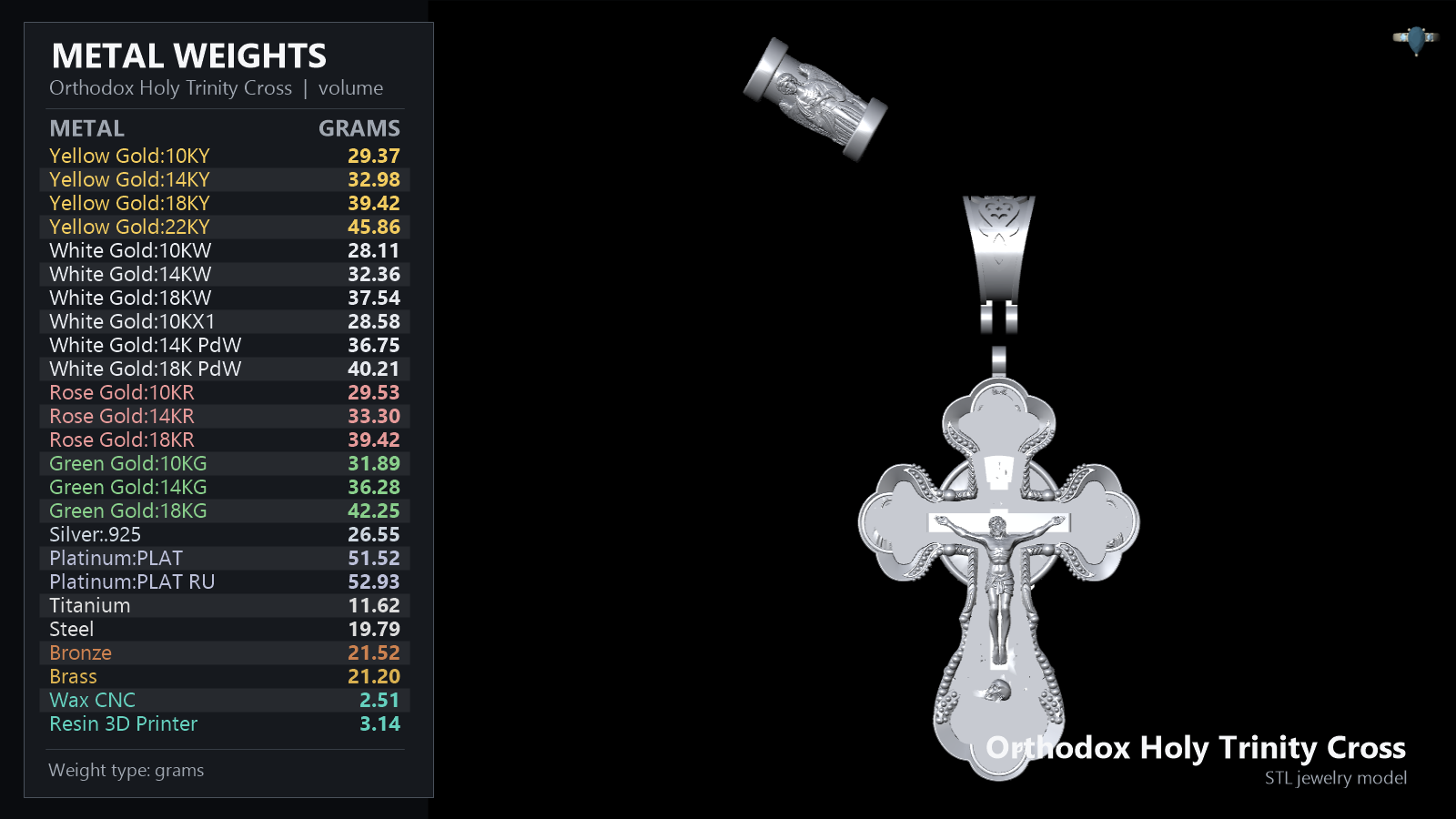 Orthodox Calvary Cross Pendant with Paracord Charm — view 7