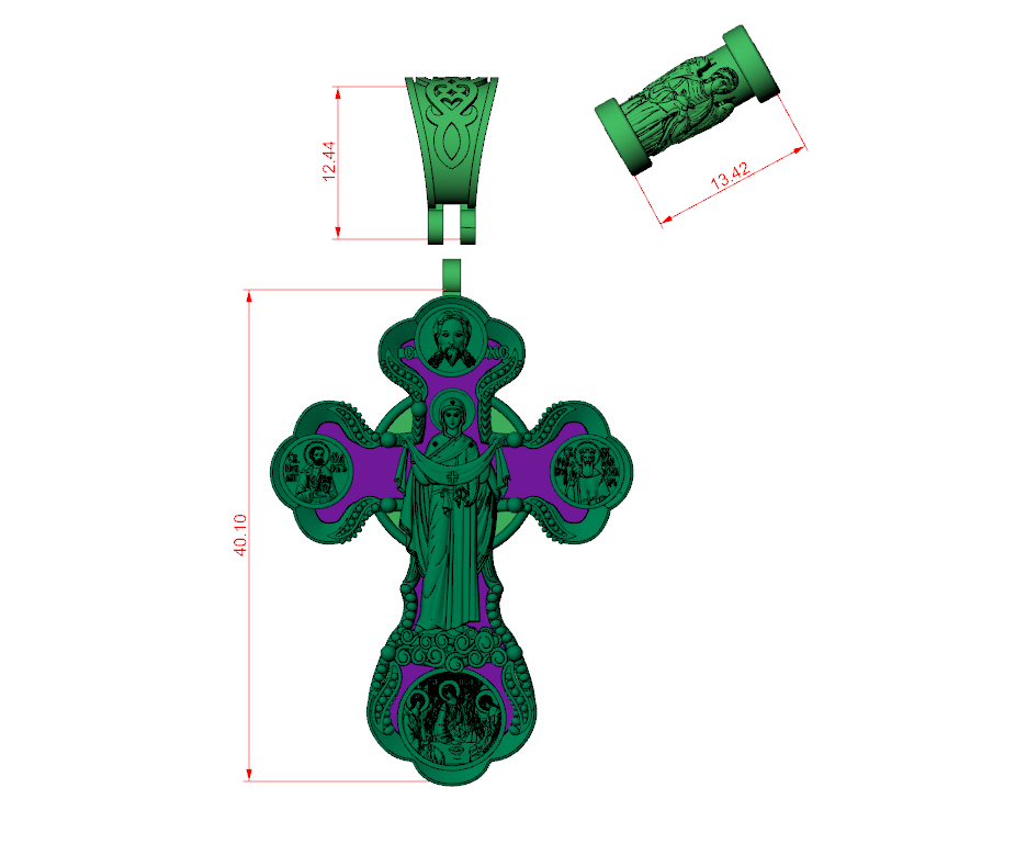 Orthodox Calvary Cross Pendant with Paracord Charm — view 6