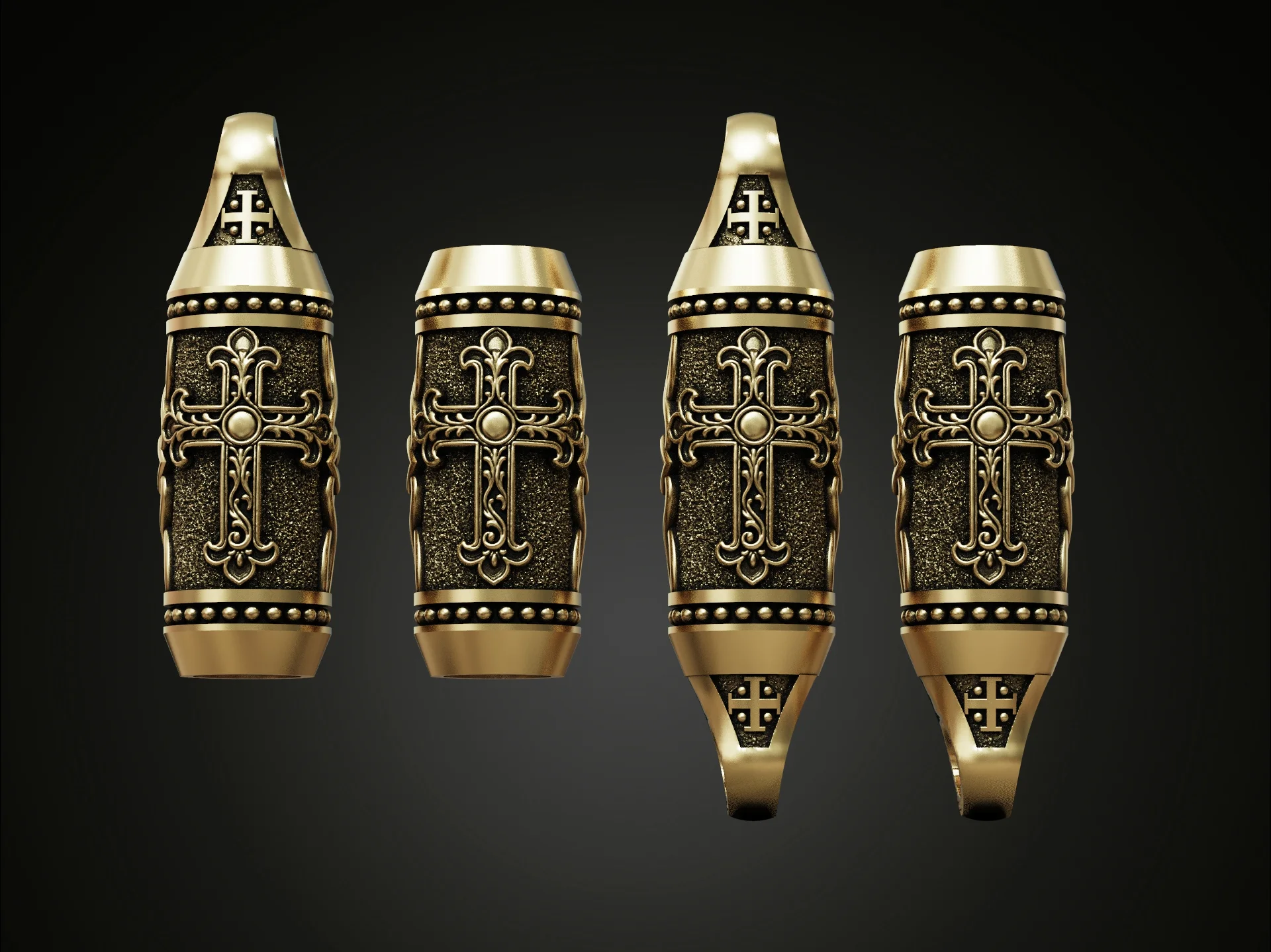Tube Paracord Bead Cross Barrel Pendant 3D Print Model