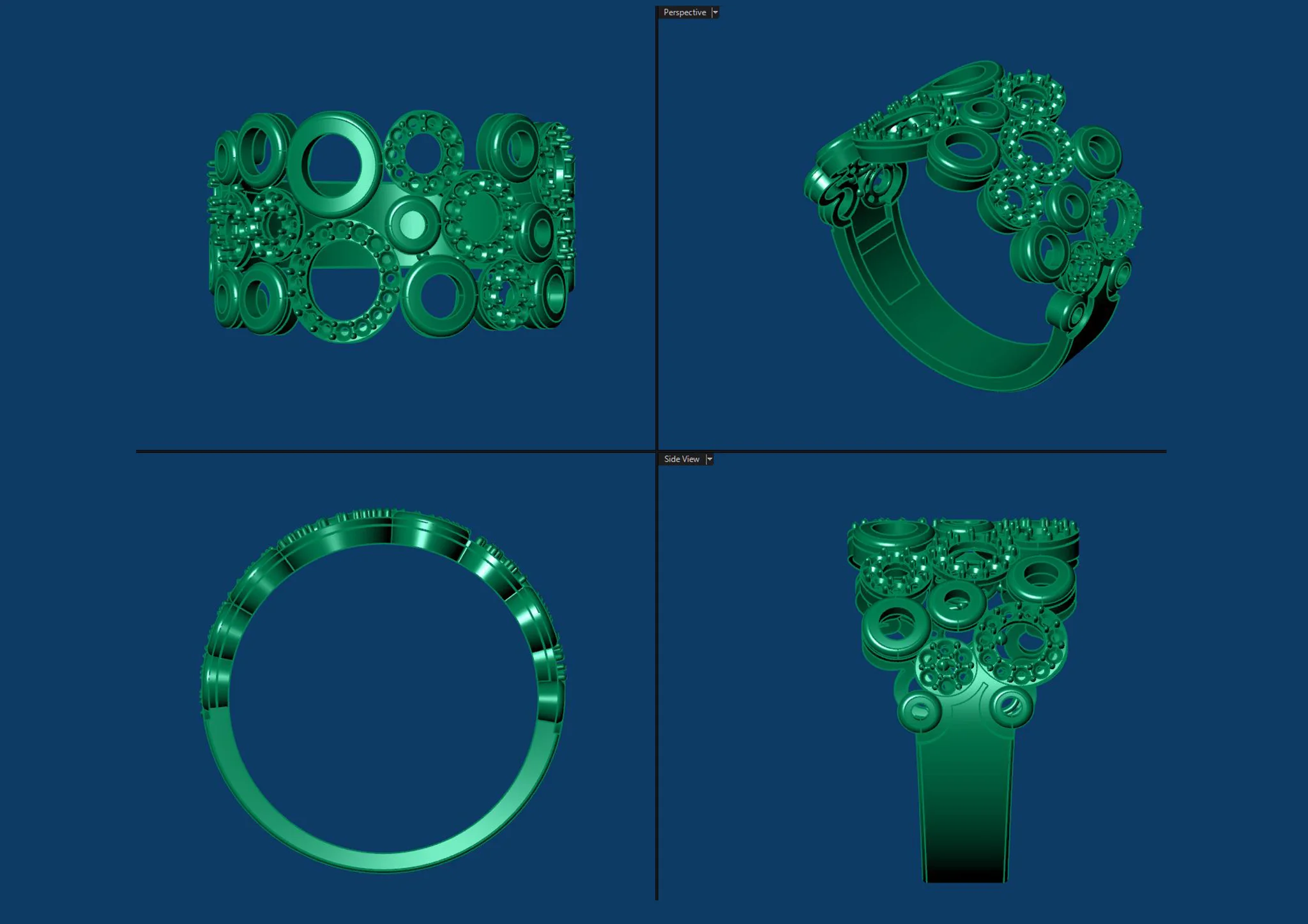 Gemstone Ring Jewelry 3D Model Circular Design — view 2