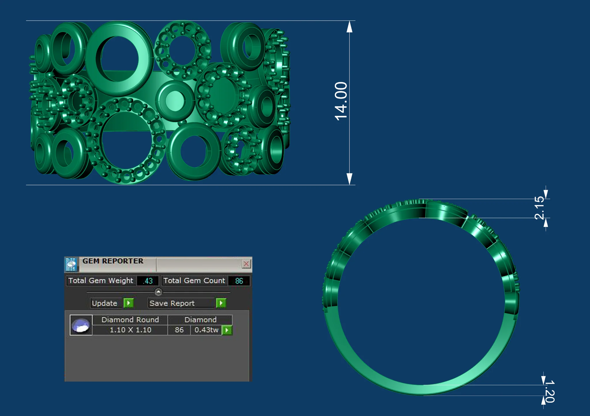 Gemstone Ring Jewelry 3D Model Circular Design — view 7