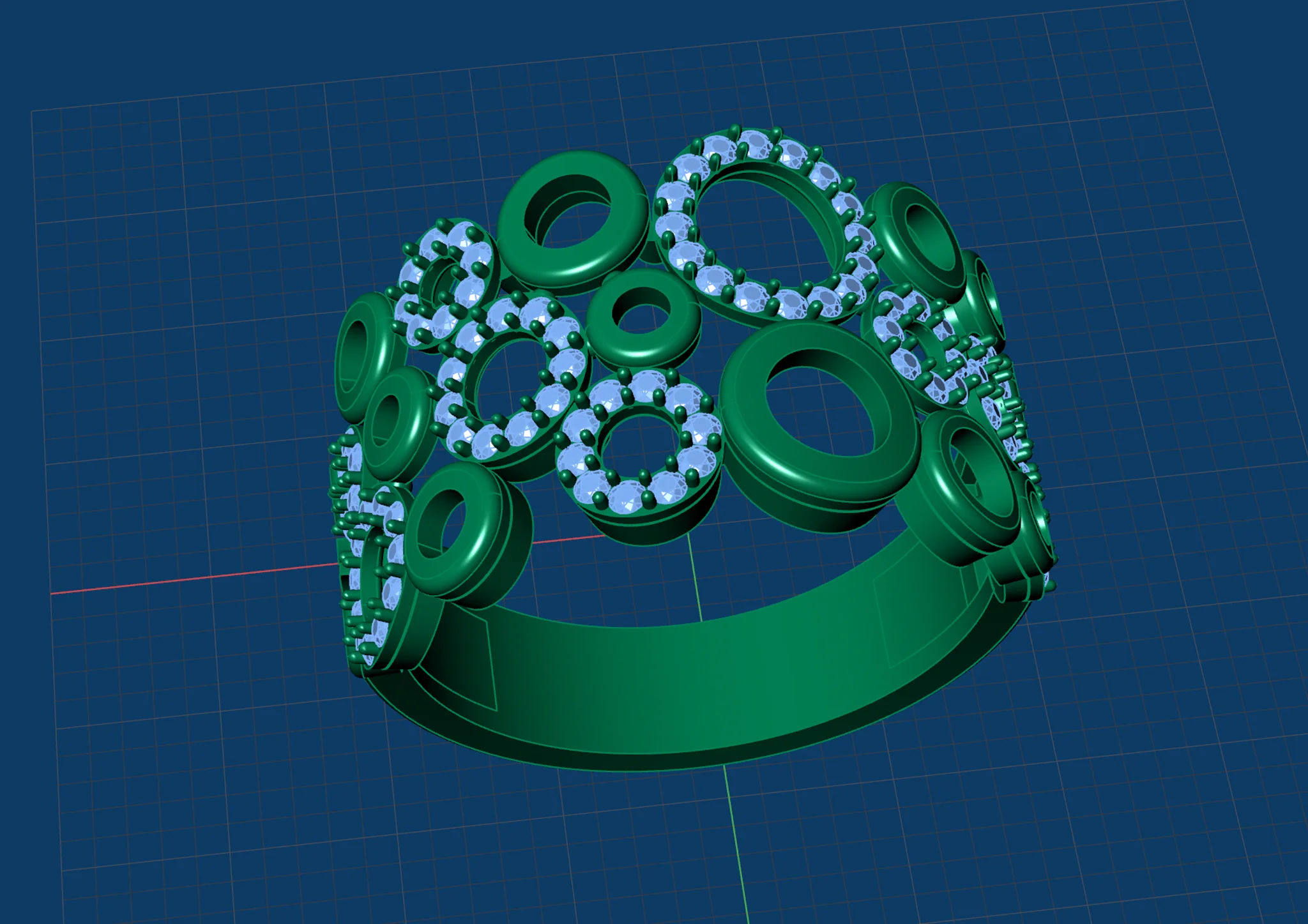 Gemstone Ring Jewelry 3D Model Circular Design — view 3