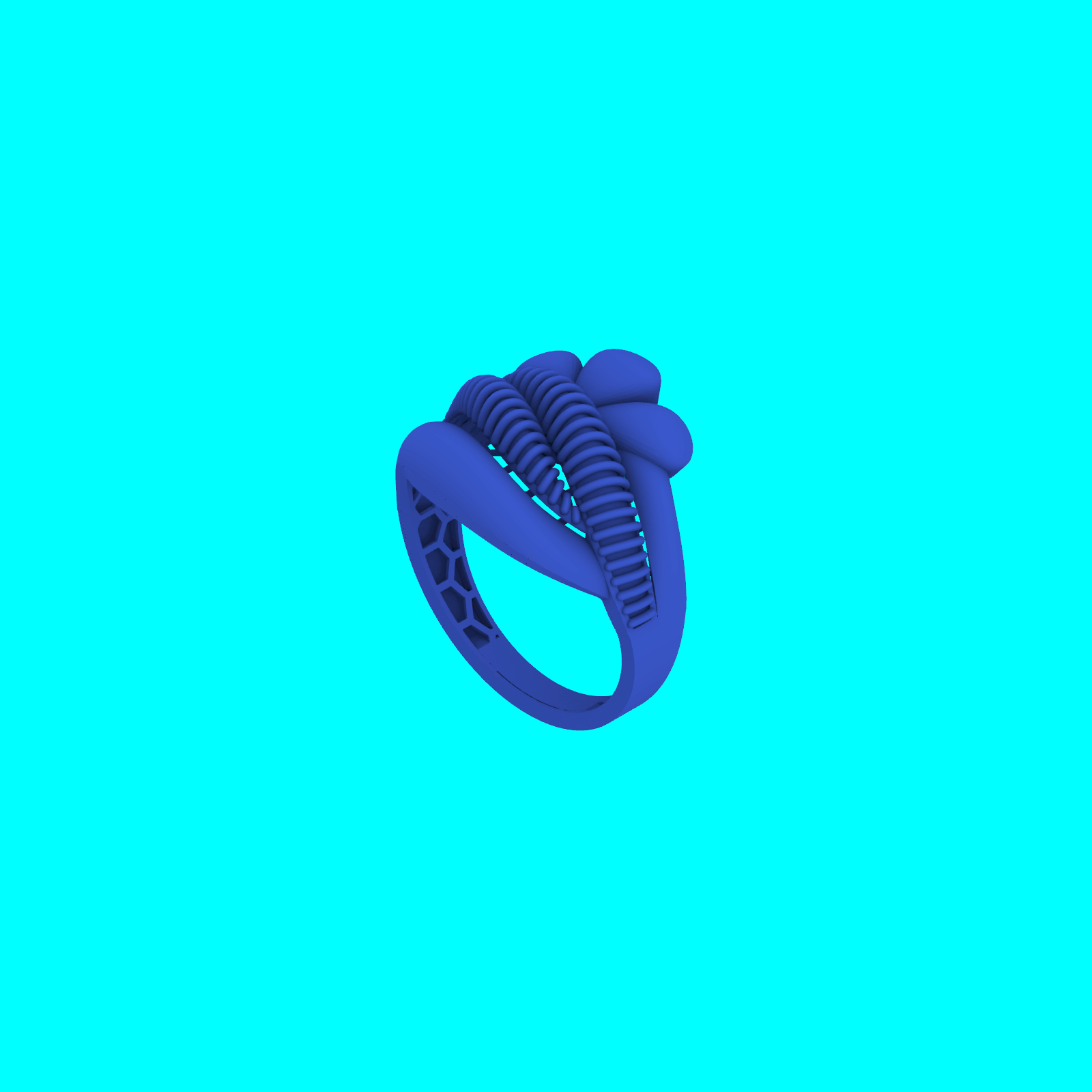 Clover Heart Split Shank Ring with Ribbed Oval — view 6
