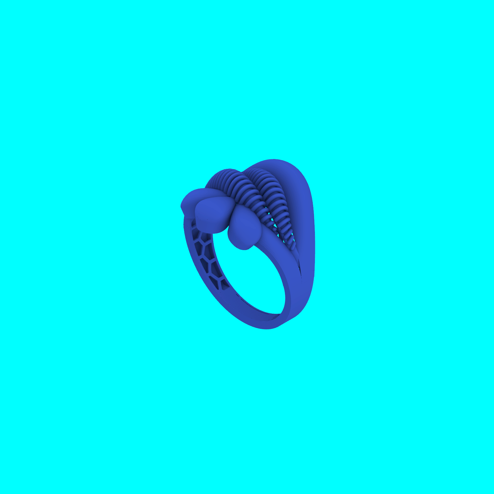 Clover Heart Split Shank Ring with Ribbed Oval — view 8