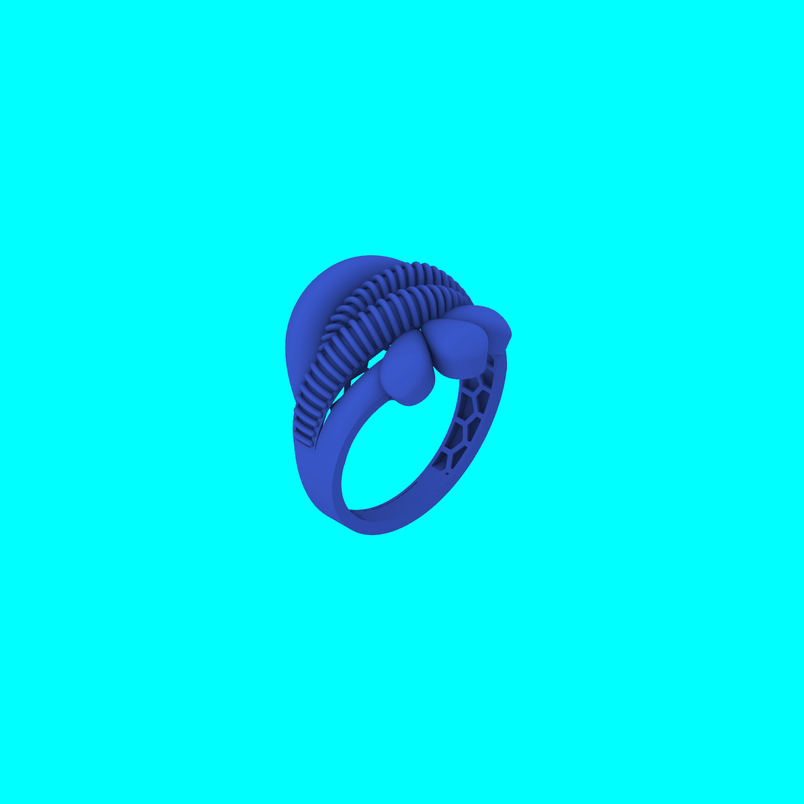Clover Heart Split Shank Ring with Ribbed Oval — view 7