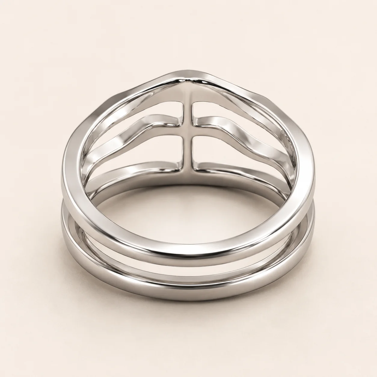 Flow Trinity Contemporary Wave Ring | 3D Jewelry Design — view 4