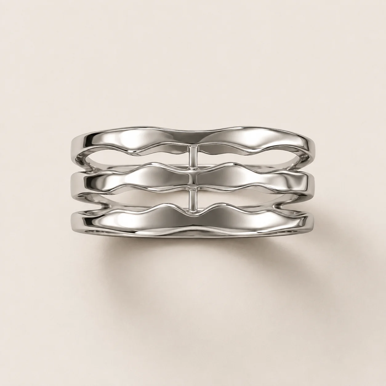 Flow Trinity Contemporary Wave Ring | 3D Jewelry Design — view 3
