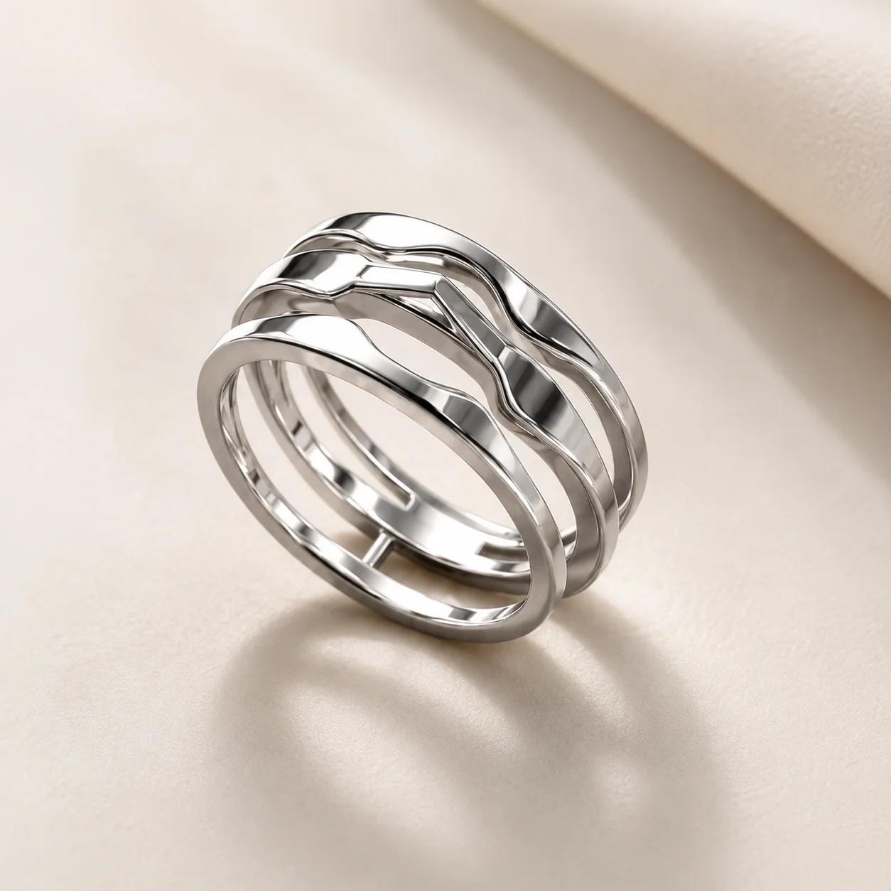Flow Trinity Contemporary Wave Ring | 3D Jewelry Design — view 2