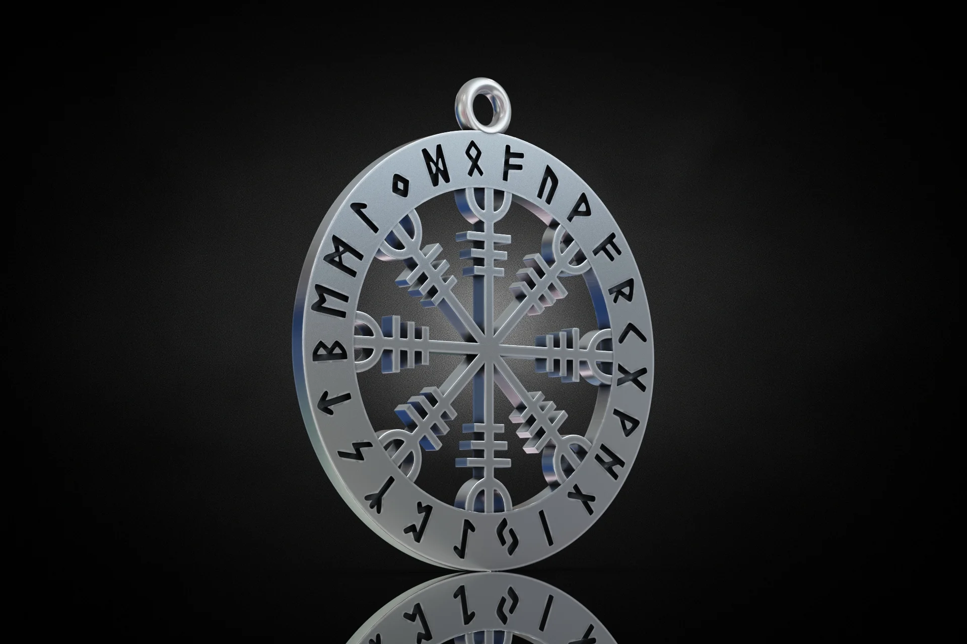 Viking Vegvisir Runic Compass Pendant