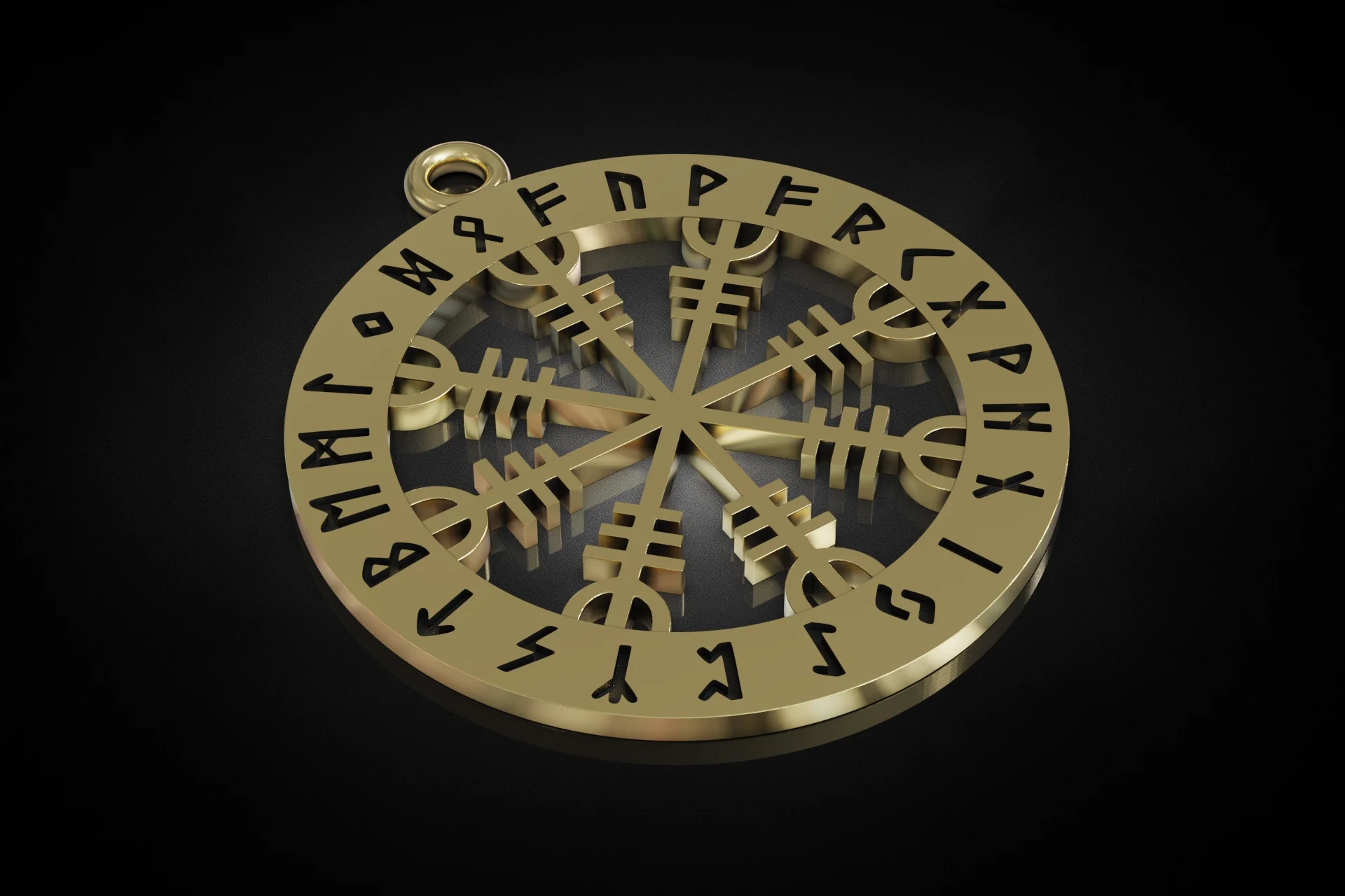 Viking Vegvisir Runic Compass Pendant — view 3