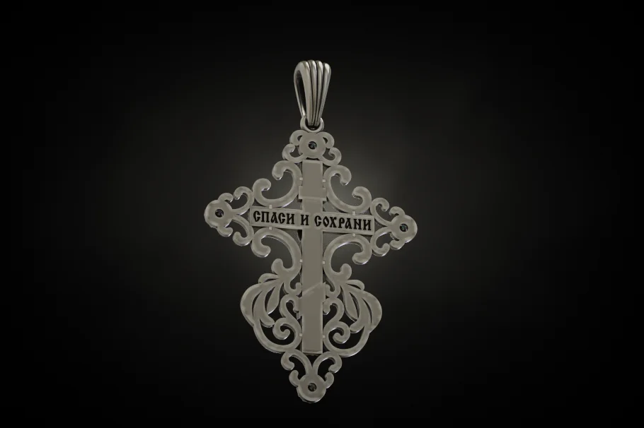 Ornate Scrollwork Crucifix Pendant — view 5