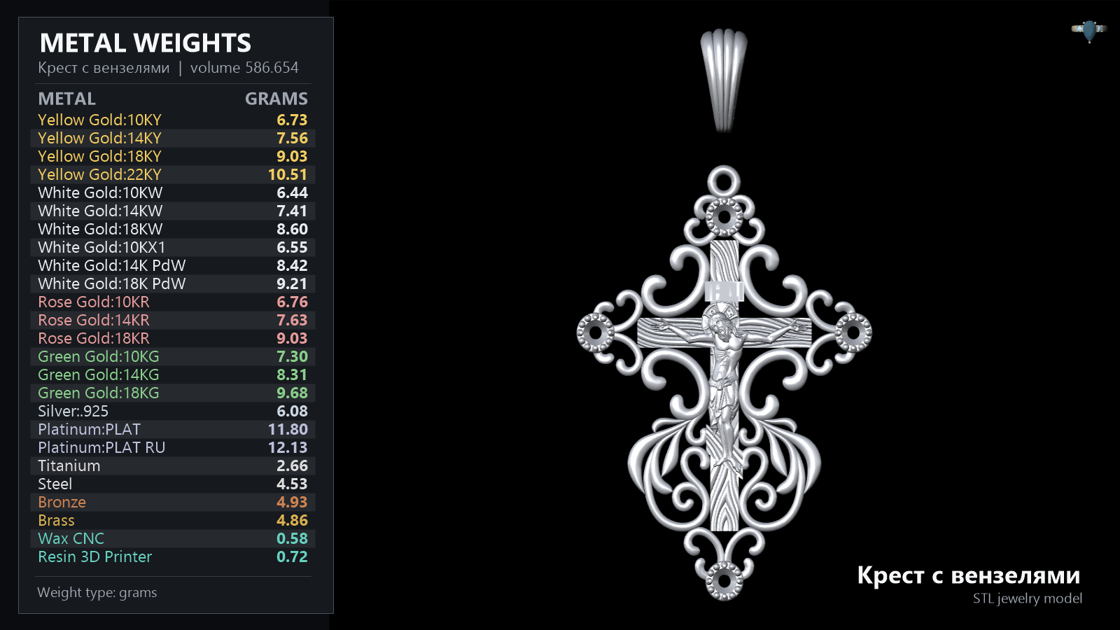 Ornate Scrollwork Crucifix Pendant — view 8
