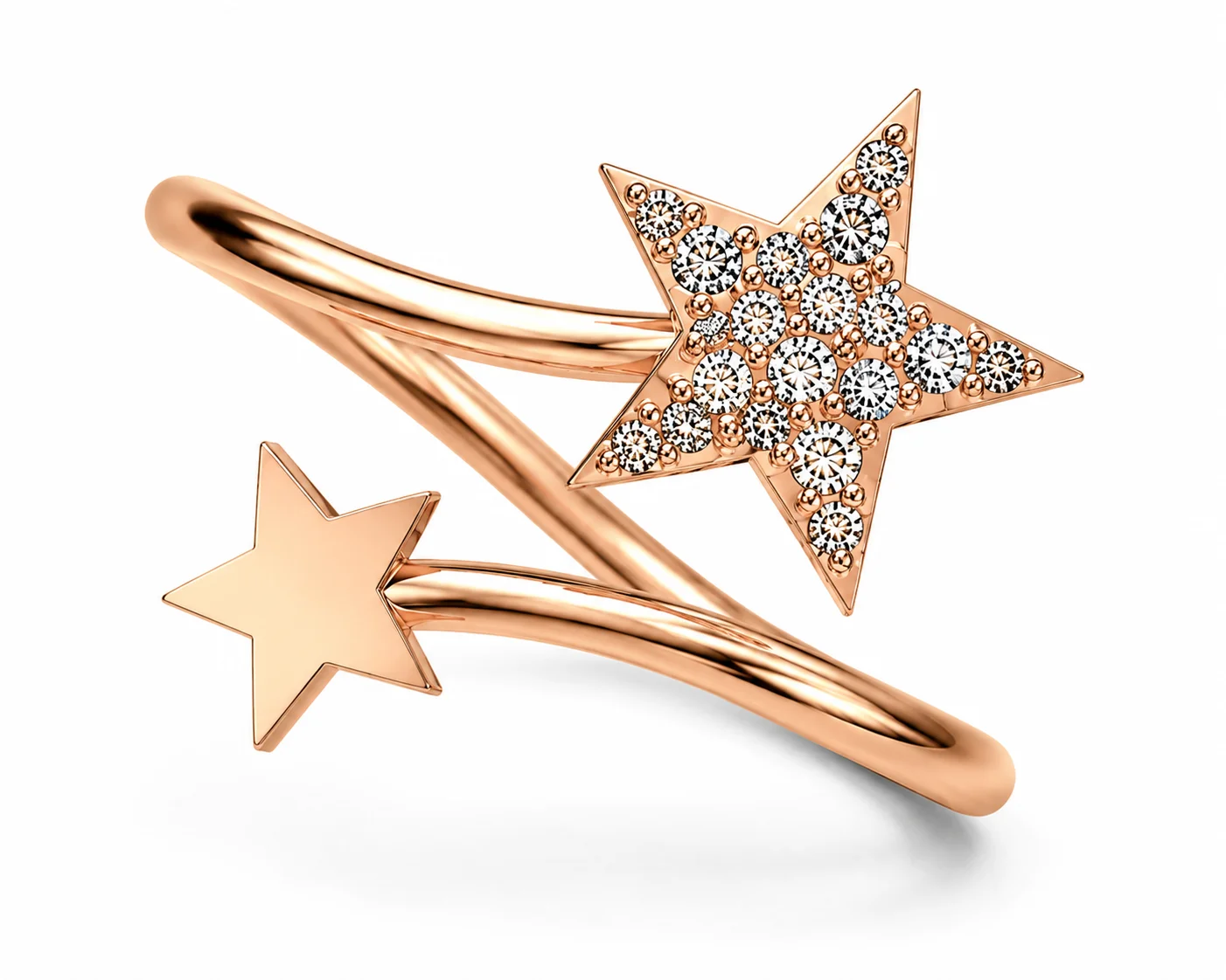 Rose gold star ring collection