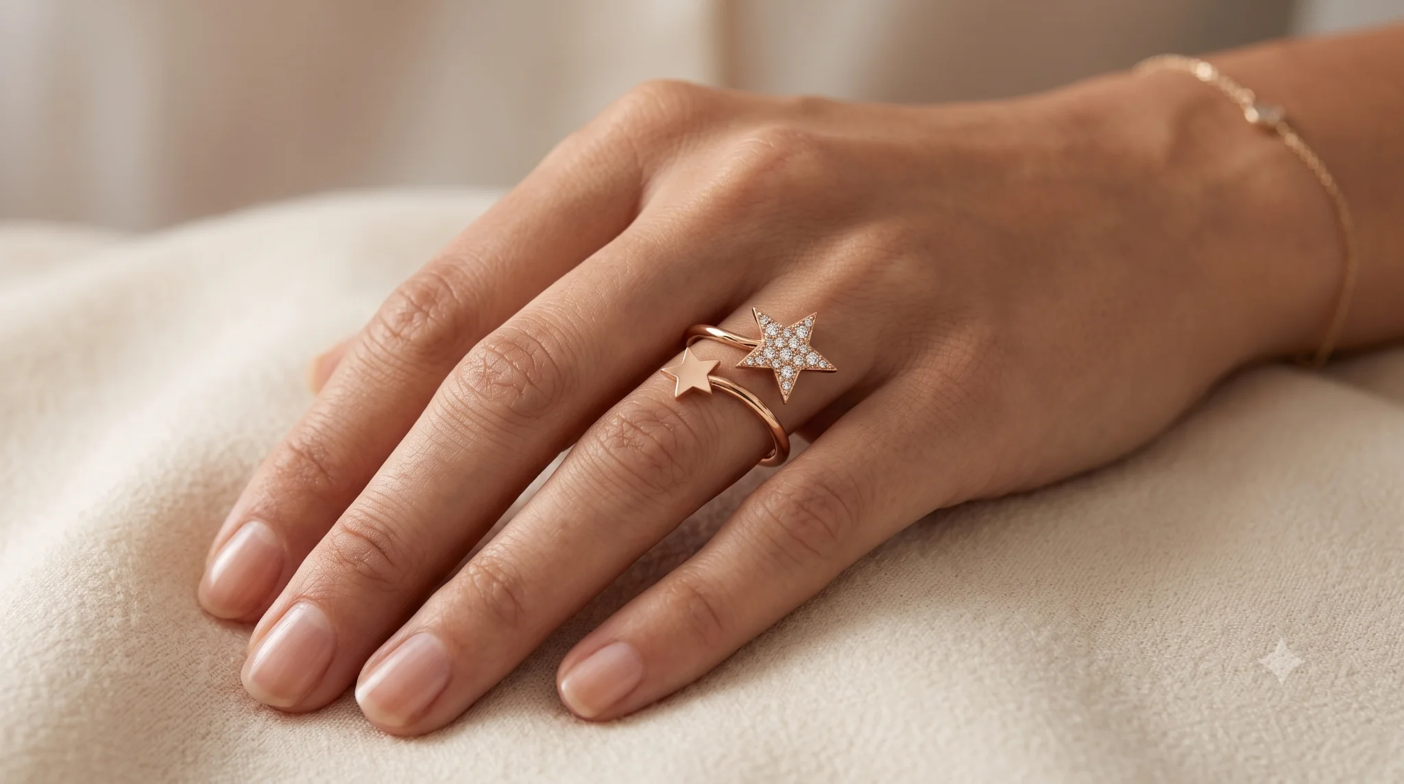 Rose gold star ring collection — view 6