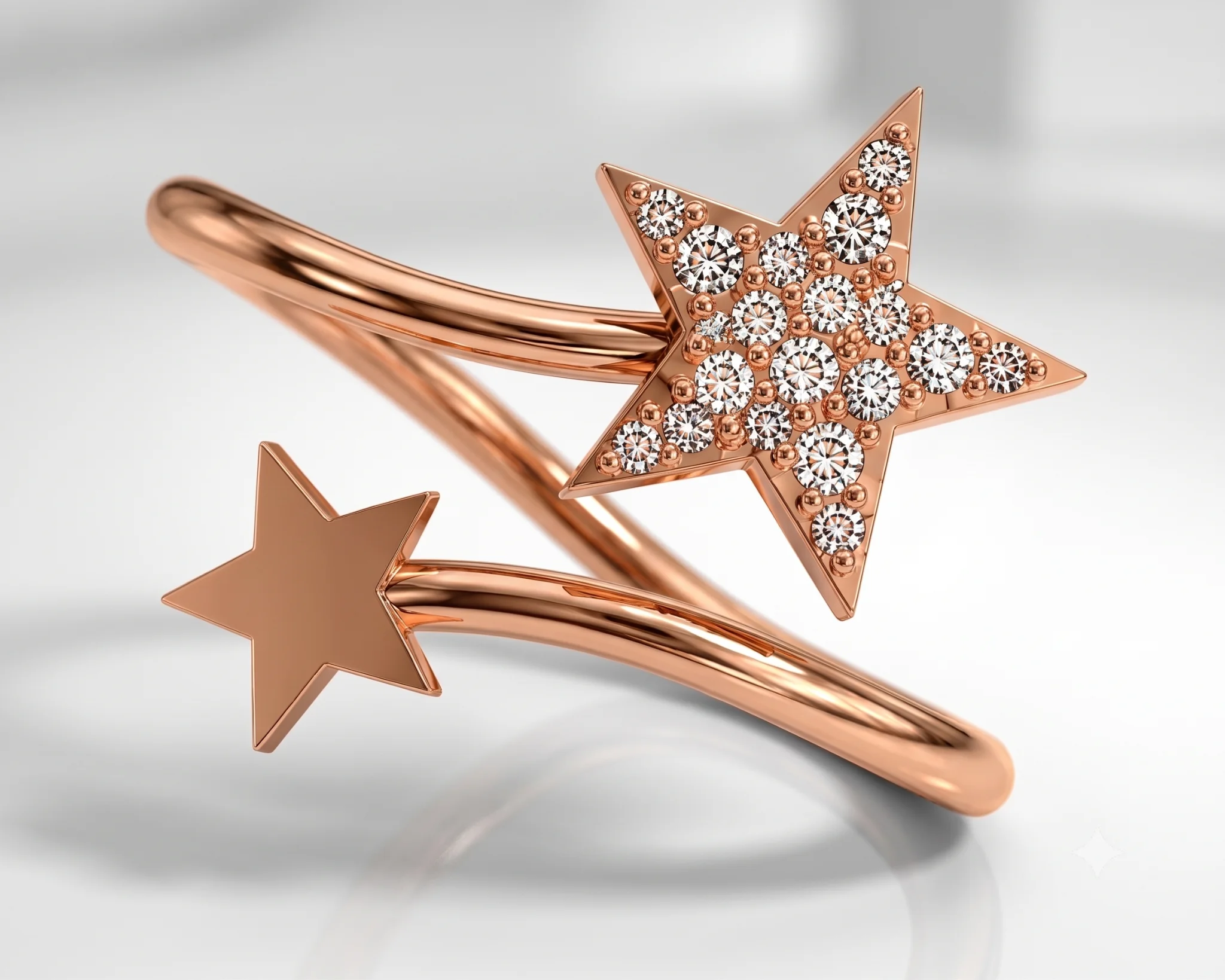 Rose gold star ring collection — view 3