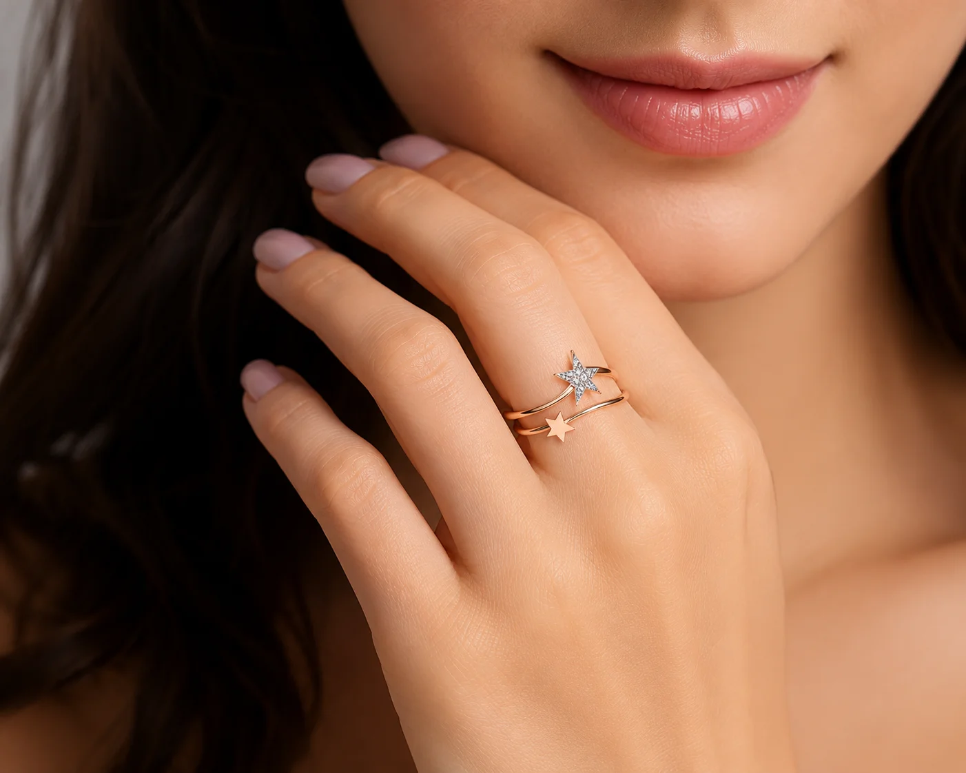 Rose gold star ring collection — view 4