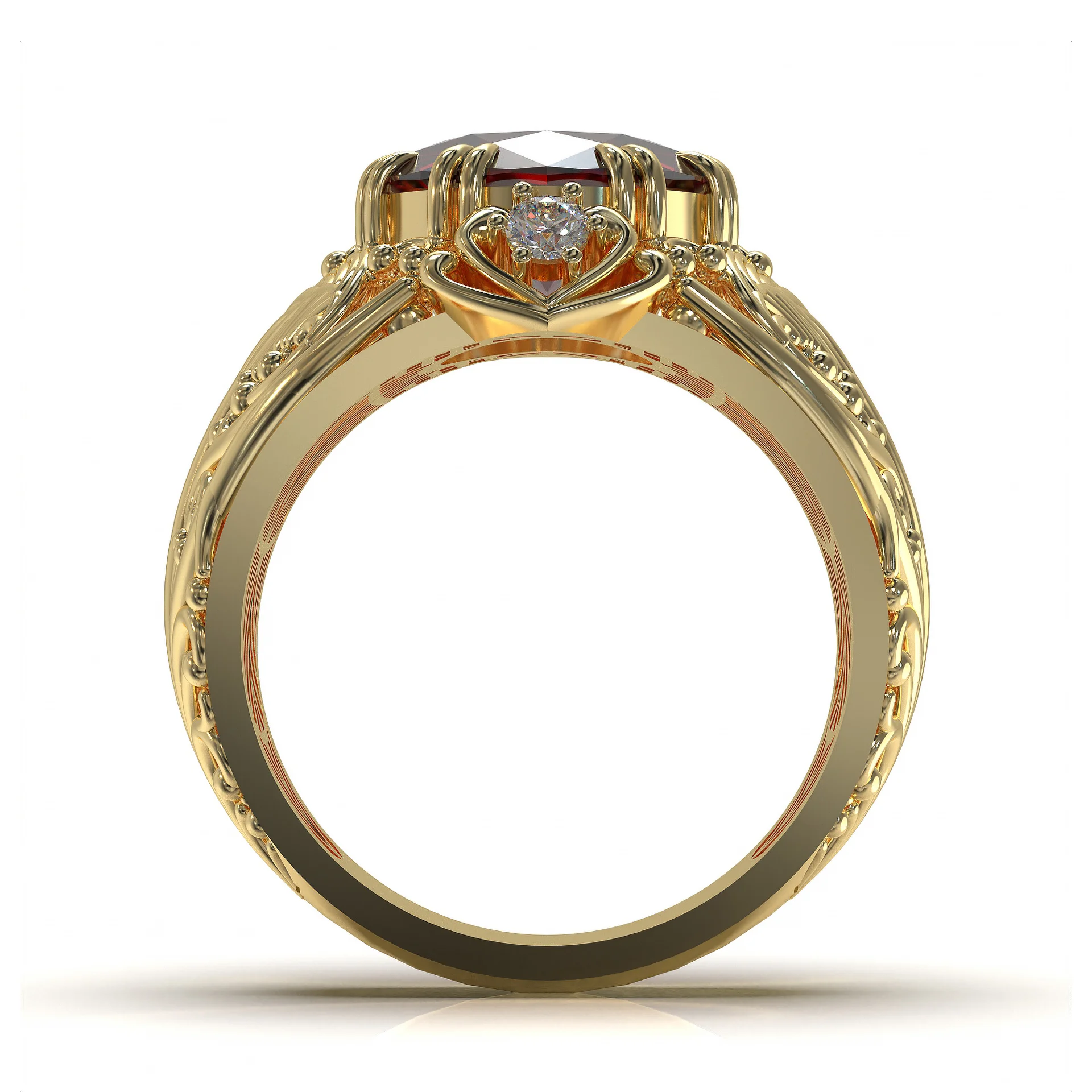 Womens Oval Solitaire Ring 3D Printable Model — view 2
