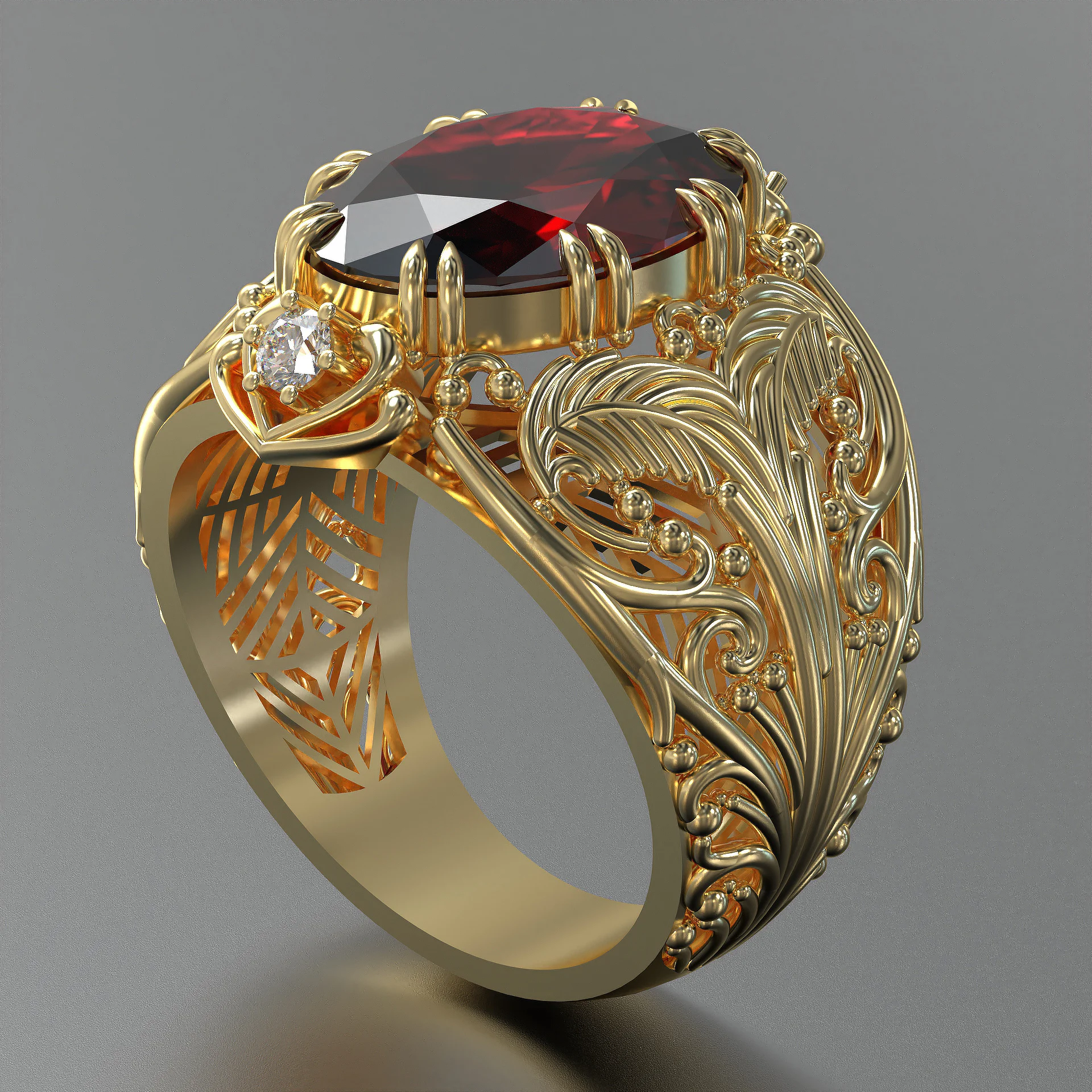 Womens Oval Solitaire Ring 3D Printable Model