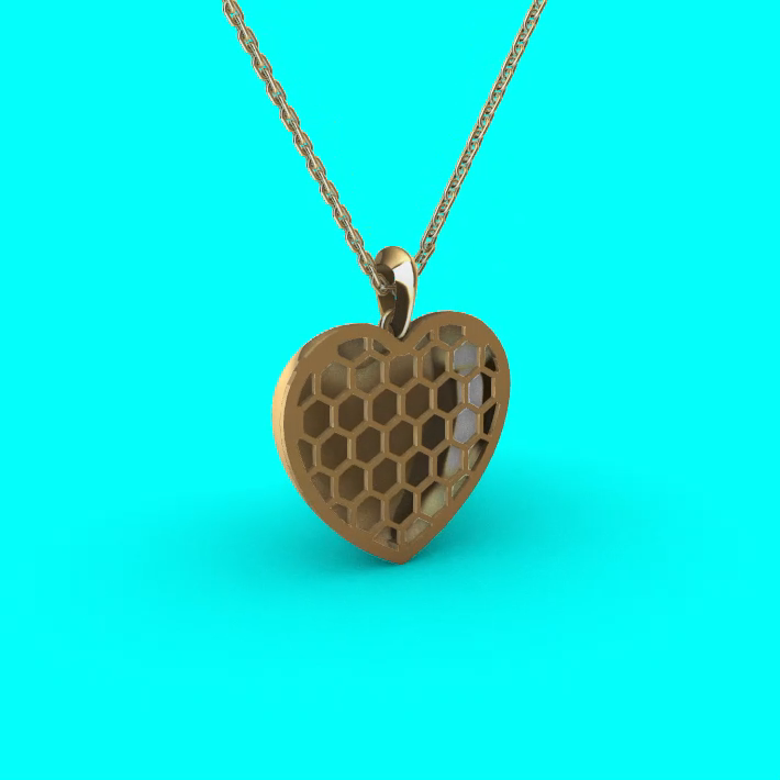 Modern Volumetric Style Heart Pendant redrose — view 6