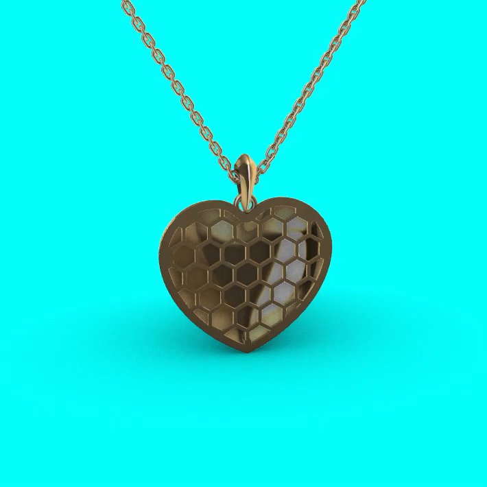 Modern Volumetric Style Heart Pendant redrose — view 7