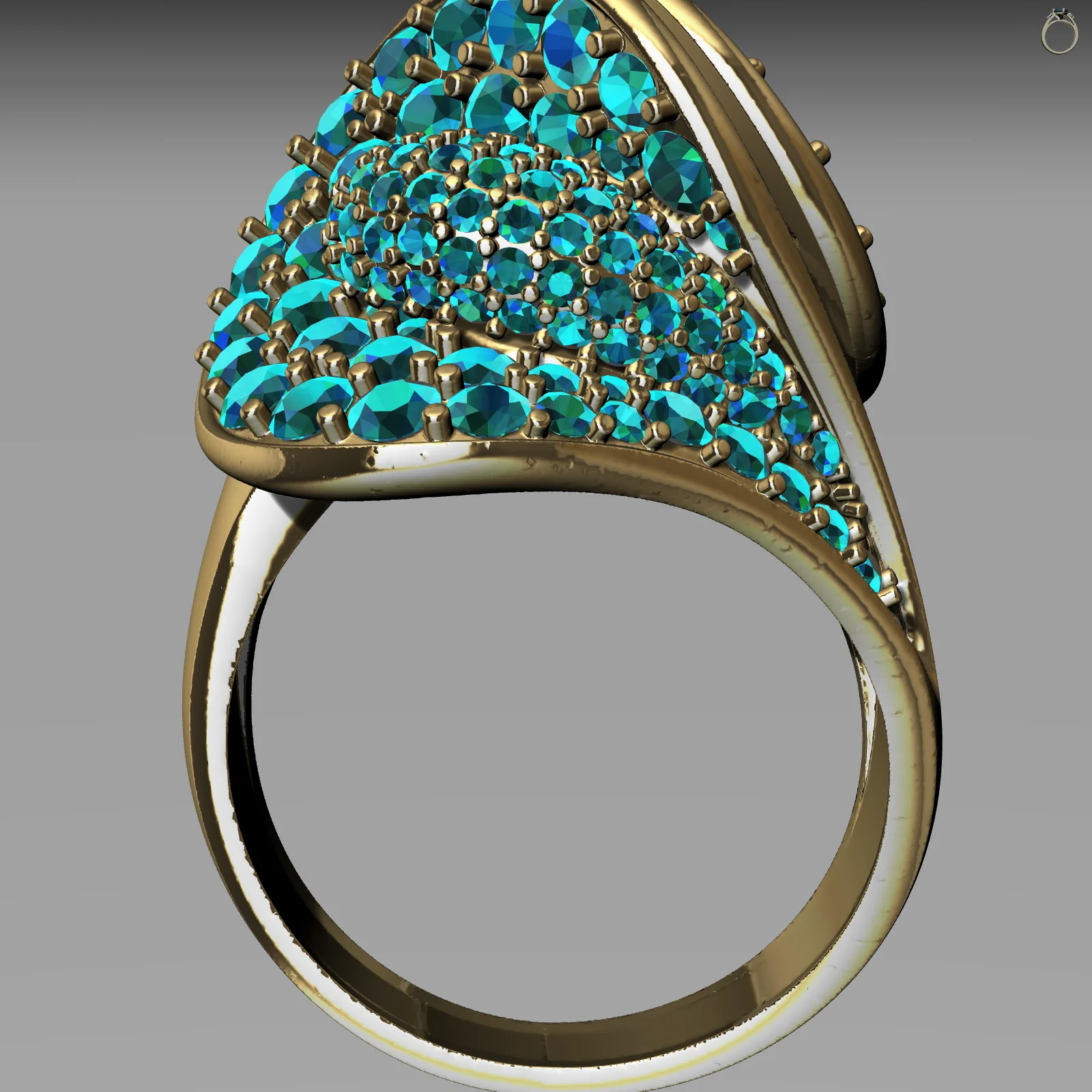 Sculptural Bypass Wave Ring — view 3