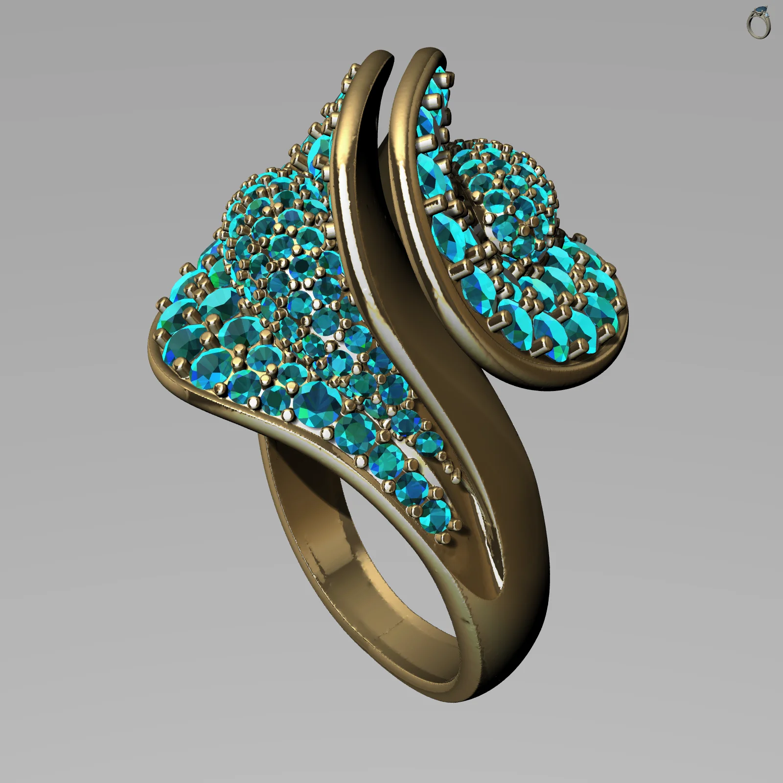 Sculptural Bypass Wave Ring — view 7