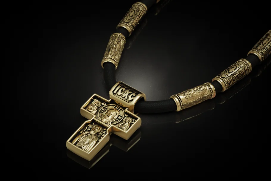 Orthodox Cross Pendant with Beads — view 5