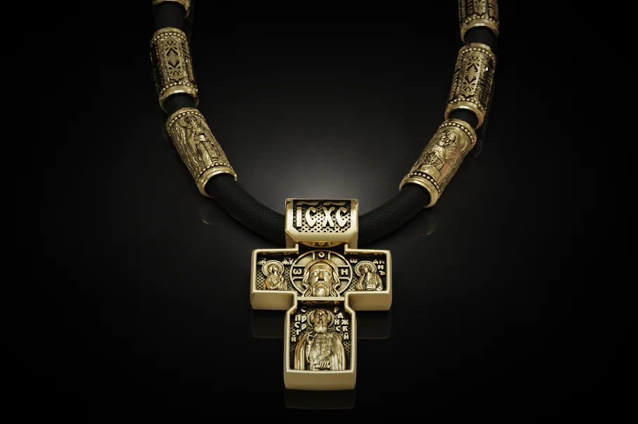 Orthodox Cross Pendant with Beads — view 6