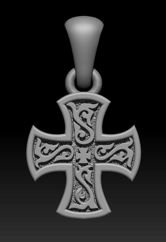 Orthodox Crucifixion Cross Pendant with Scrollwork Back — view 8