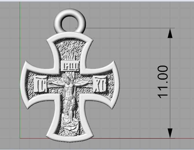 Orthodox Crucifixion Cross Pendant with Scrollwork Back — view 3