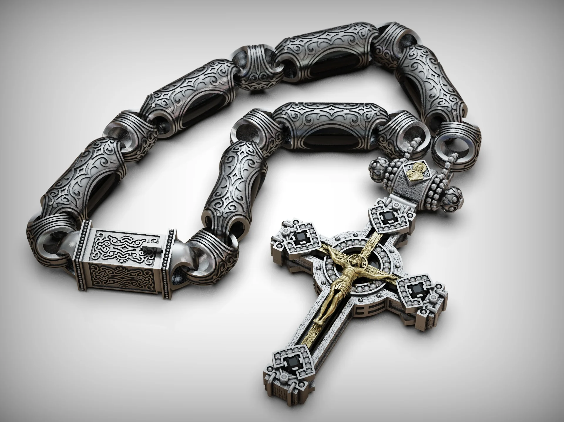 Ornate Orthodox Crucifix Pendant — view 3