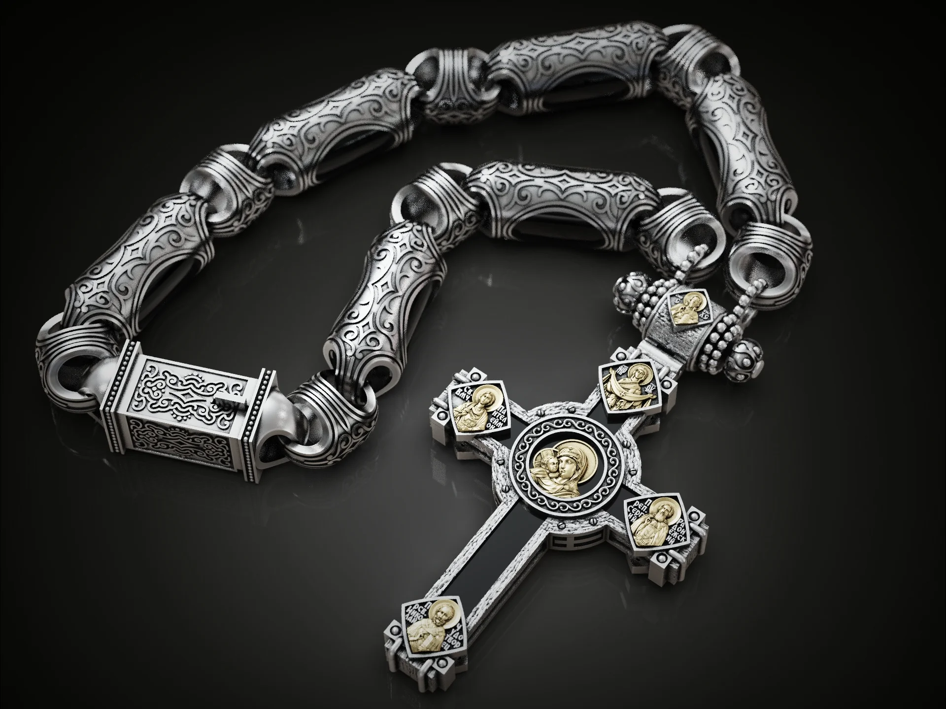 Ornate Orthodox Crucifix Pendant — view 6