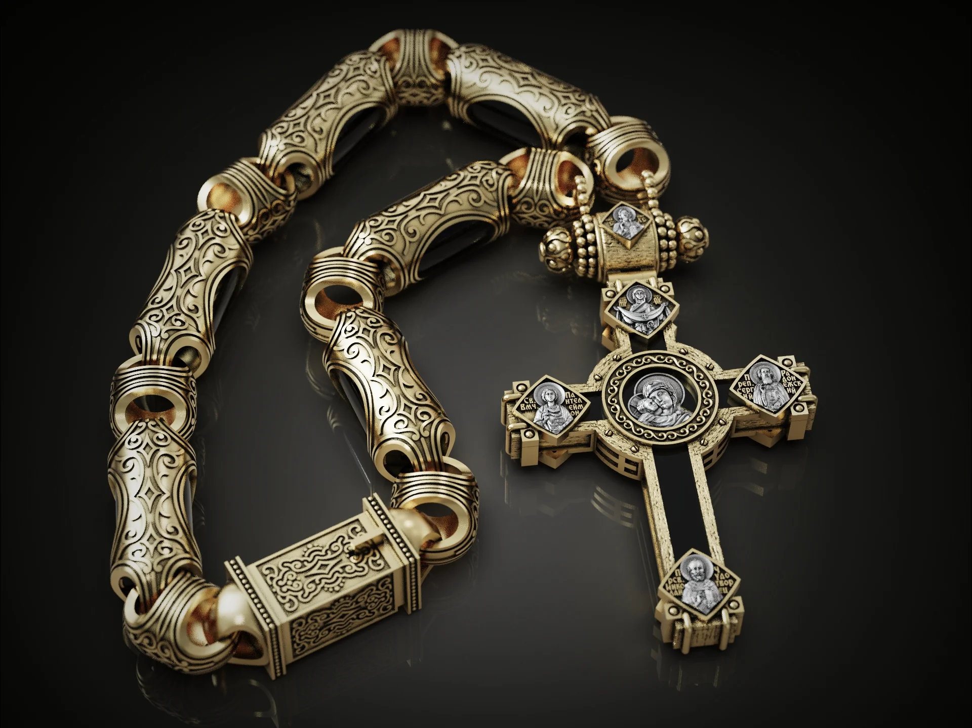 Ornate Orthodox Crucifix Pendant